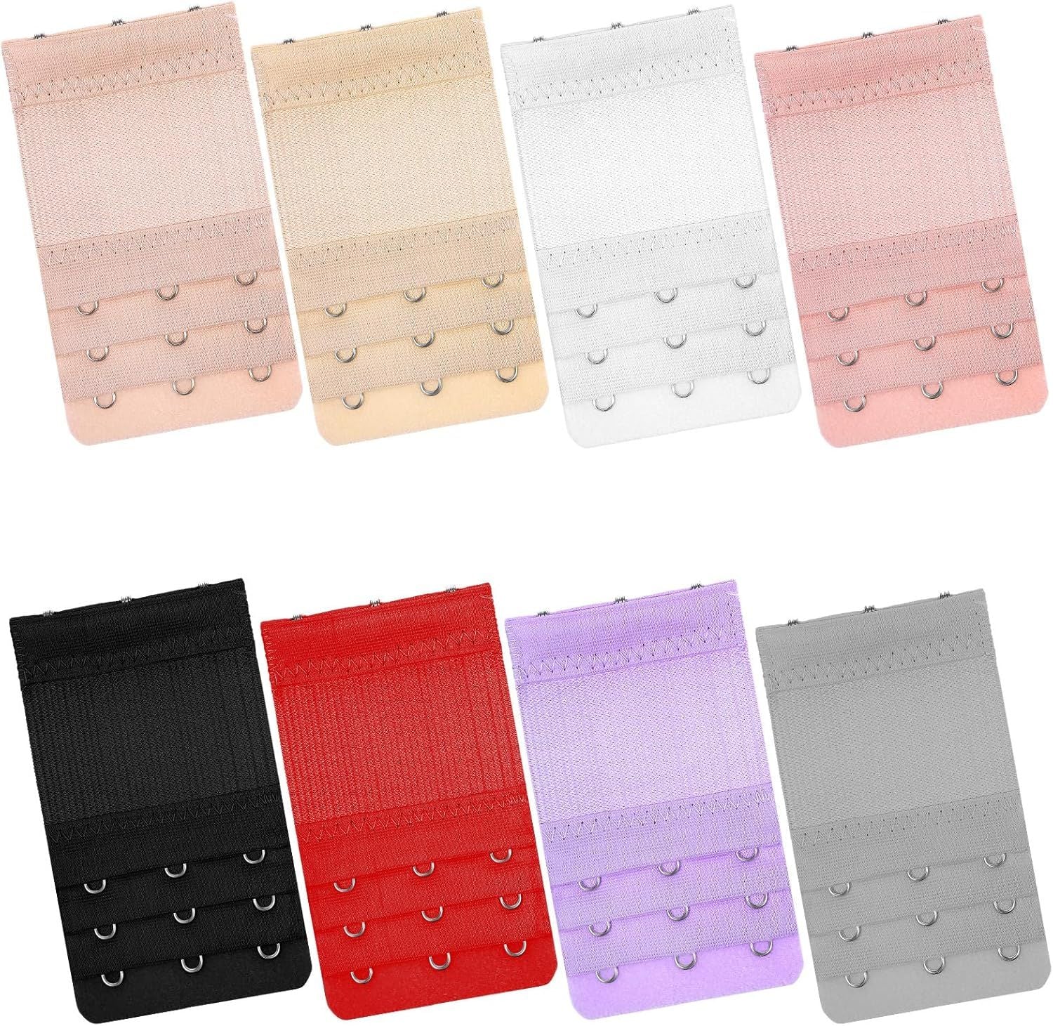 8Pcs Bra Extenders 3 Hooks, 4 * 0.8 Inch 3 Hook Bra Extender Adjustable Comfort Fit for Maternity and Sports Use Multicolor