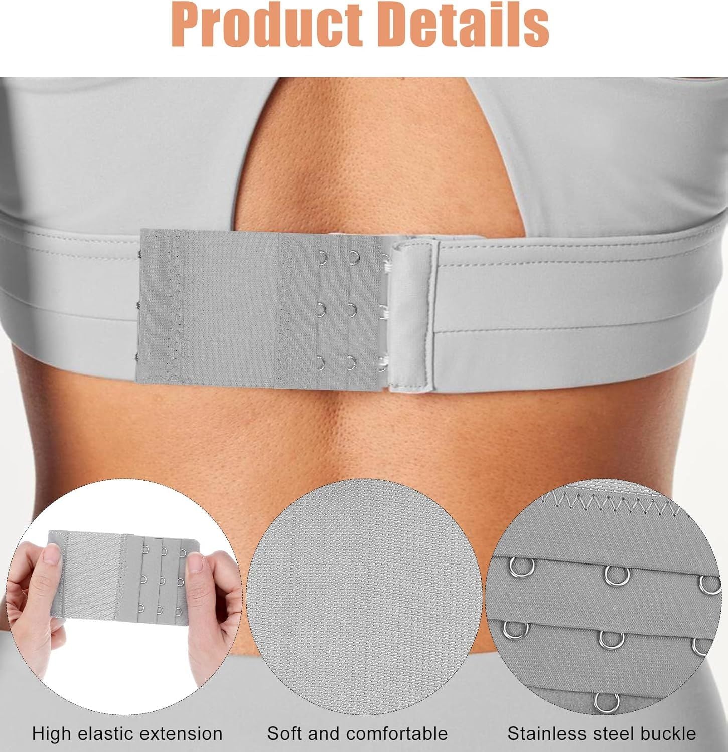 8Pcs Bra Extenders 3 Hooks, 4 * 0.8 Inch 3 Hook Bra Extender Adjustable Comfort Fit for Maternity and Sports Use Multicolor