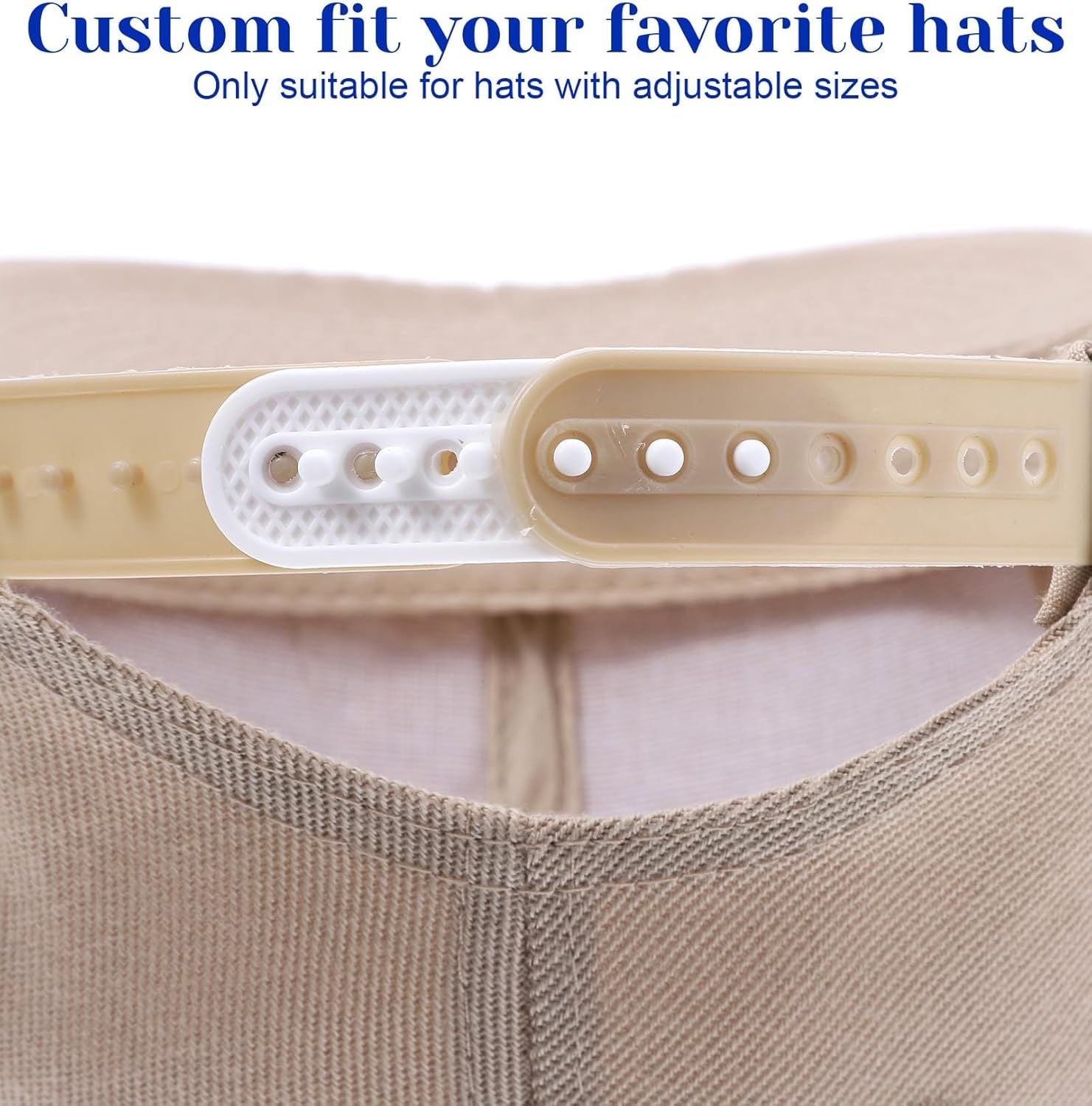 2Pcs Hat Extender Snapback, Adjustable Snap Back Extender for Snapback 3D Printed Hat Strap Snap Buckle Extension & Replacement, Cap Size Extension Accessories, Easy to Use, Black White