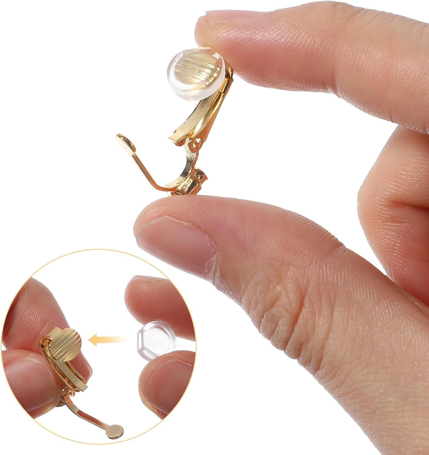 10PCS Earring Converters, Clip on Earring Converter with 6 Silicone Pads for Non-Pierced Ears, Silver & Gold
