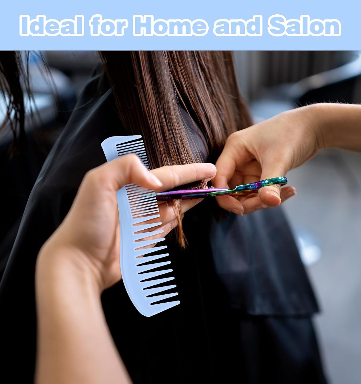 4 Pcs Boys Comb, 2-In-1 Plastic Comb, Wide and Fine Double Tooth Black Combs & Blue Combs for Men, Women All Hair Types, Beard and Mustache 2 Colors