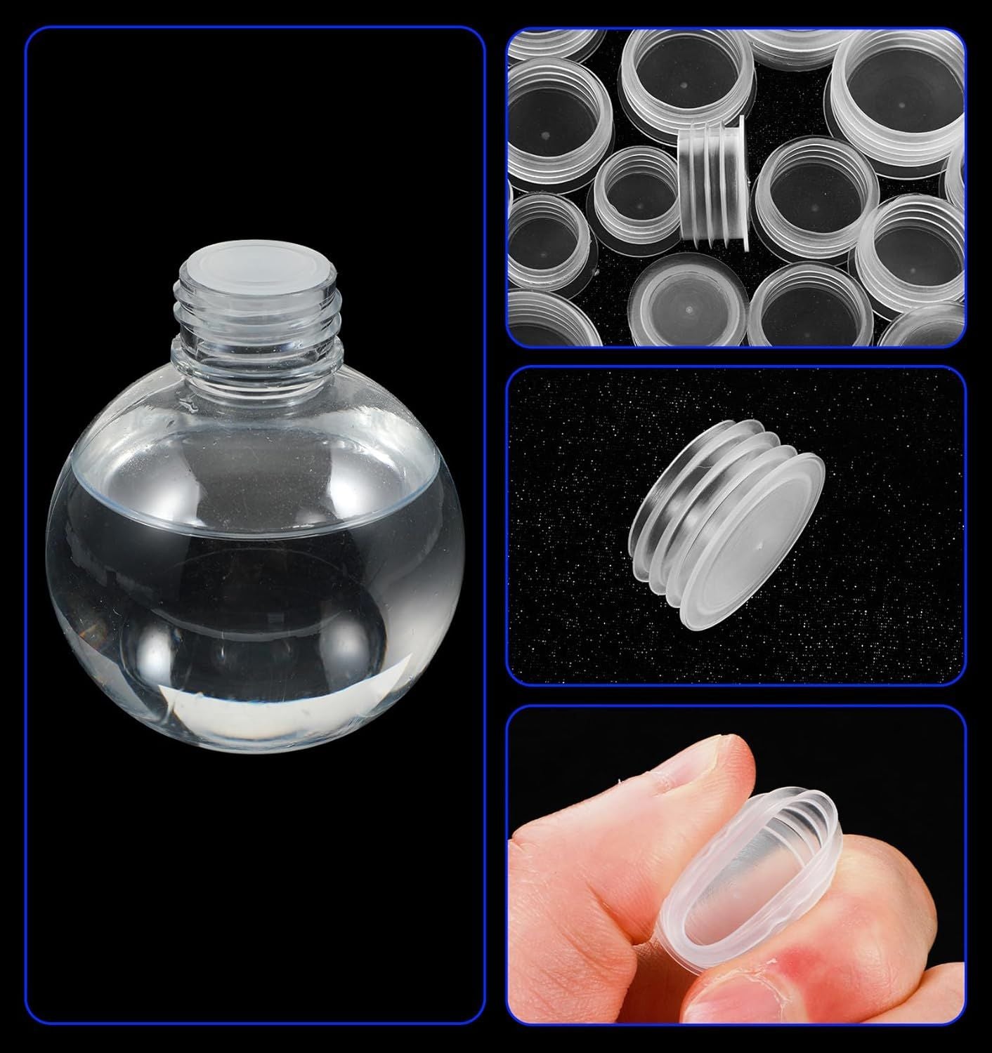 60Pcs Salt and Pepper Stoppers Plugs, 6 Sizes 13/15/17/18/19/23 mm Plastic Bottle Plugs, Leak-Proof Clear Caps for Spice Containers & Shaker Bottles, Reusable