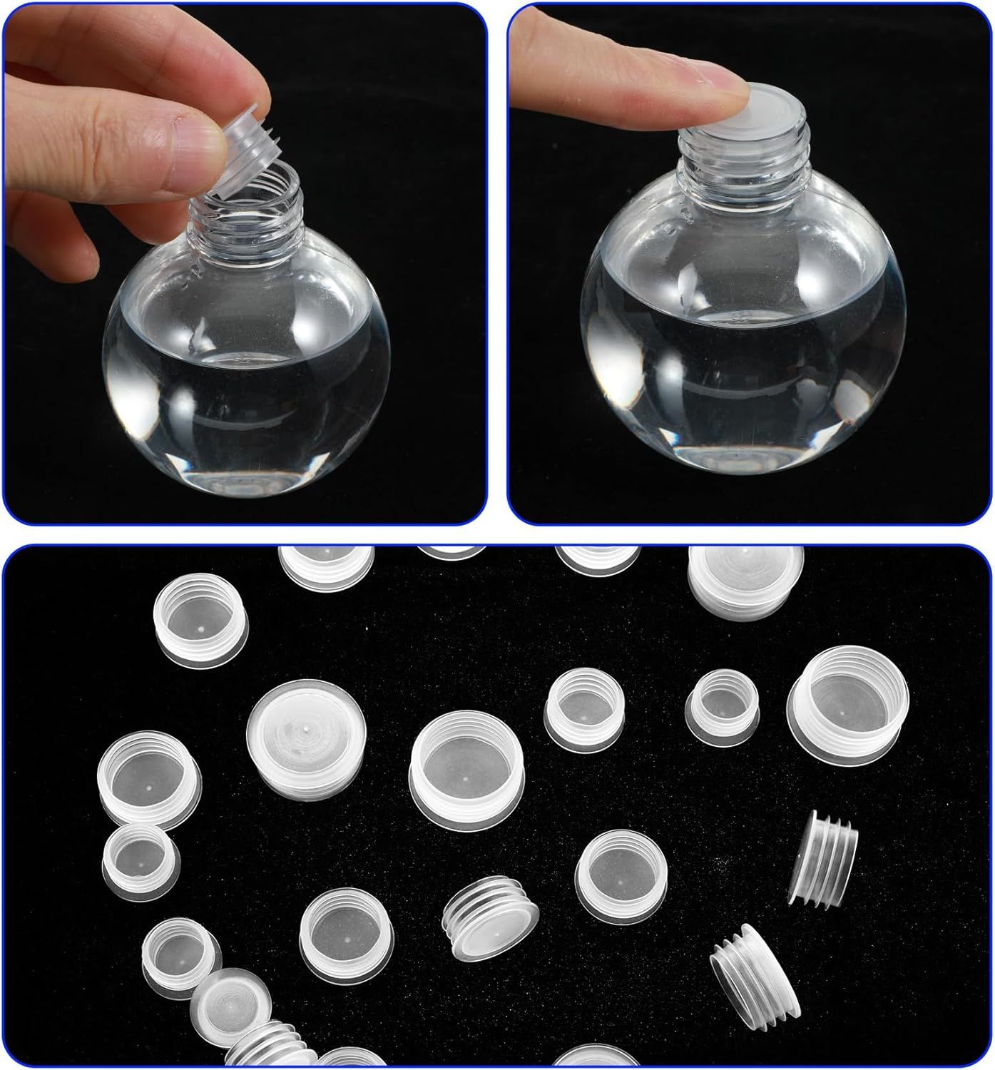 60Pcs Salt and Pepper Stoppers Plugs, 6 Sizes 13/15/17/18/19/23 mm Plastic Bottle Plugs, Leak-Proof Clear Caps for Spice Containers & Shaker Bottles, Reusable