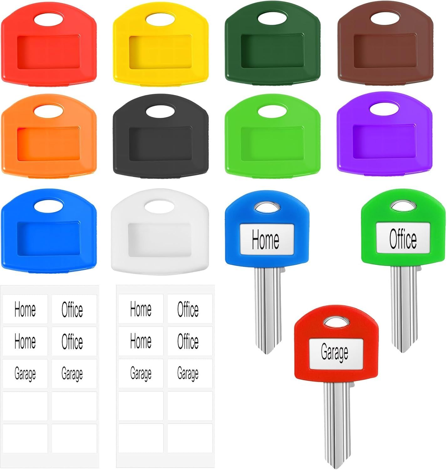 20 Pcs Colored Key Covers, Key Identifiers Covers Markers Tags with Keys Labels for House Keys, Easy Organization 10 Colors