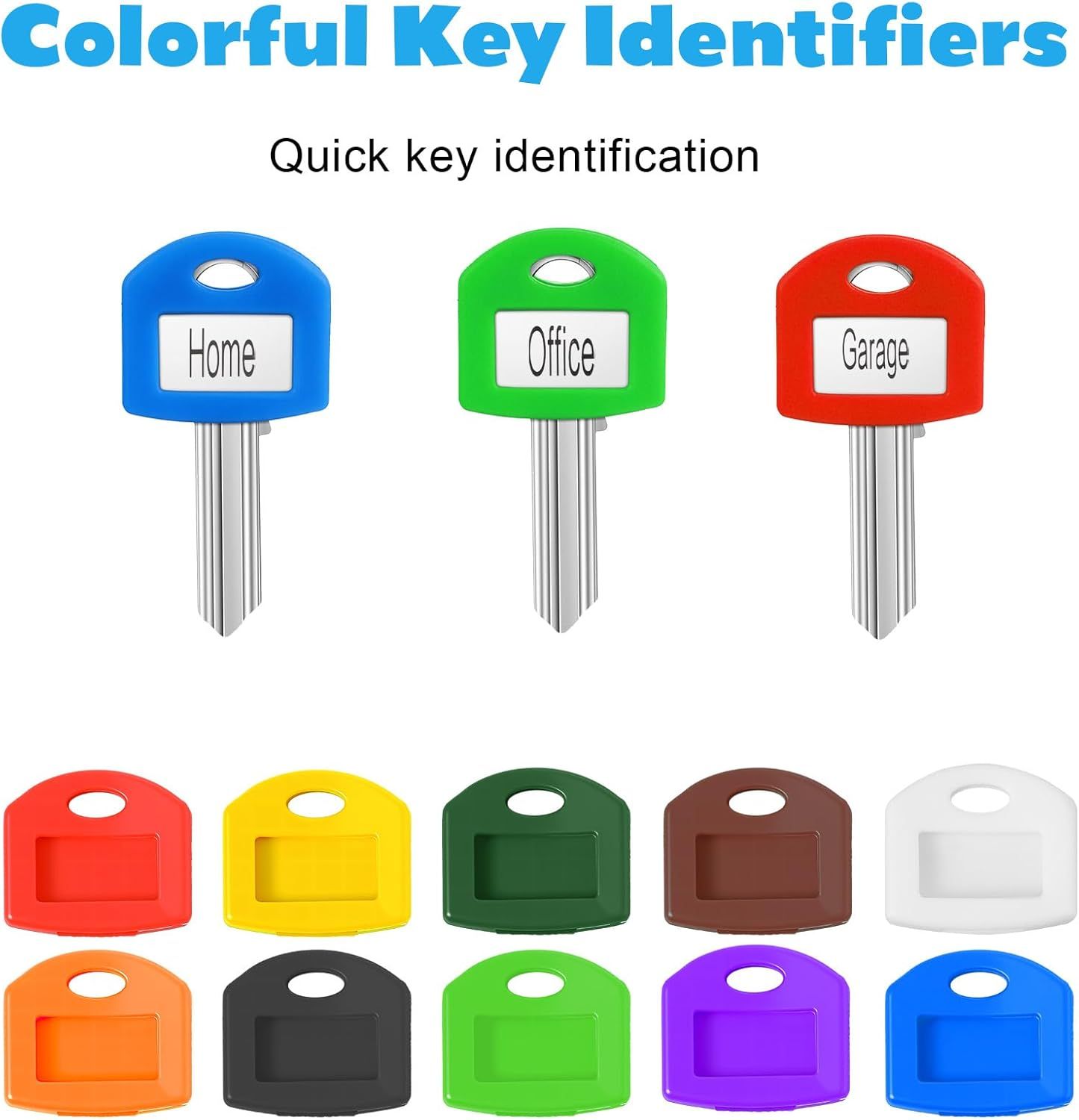 20 Pcs Colored Key Covers, Key Identifiers Covers Markers Tags with Keys Labels for House Keys, Easy Organization 10 Colors