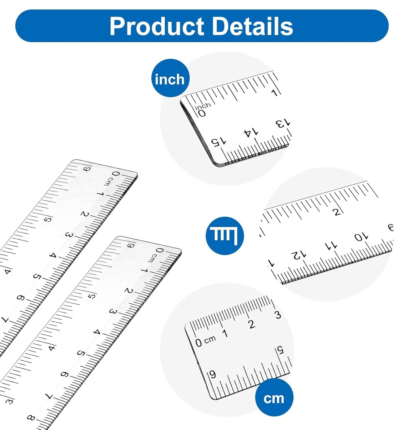 4Pcs 6 Inch Ruler, Plastic Clear Ruler 6 inch Small Rulers for Drawing & Underlining, Short Transparent Straight Measuring Tool Ideal for Journaling School Work, Easy to Use