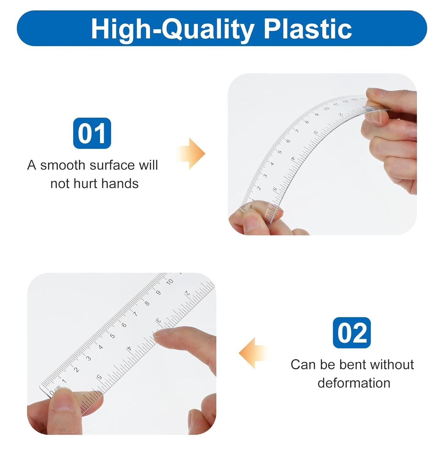 4Pcs 6 Inch Ruler, Plastic Clear Ruler 6 inch Small Rulers for Drawing & Underlining, Short Transparent Straight Measuring Tool Ideal for Journaling School Work, Easy to Use