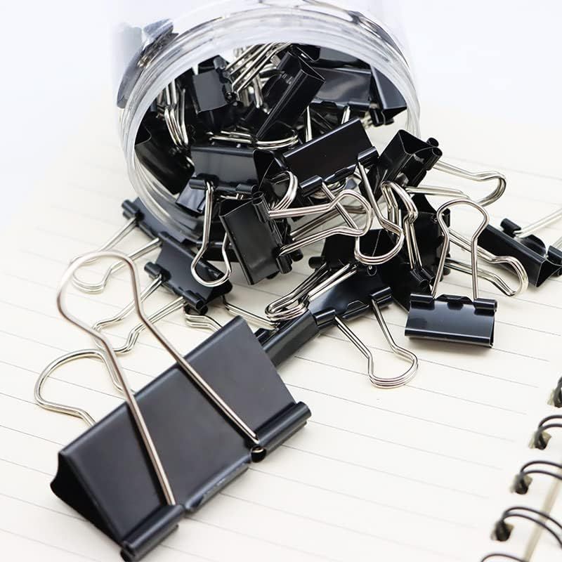 120Pcs Binder Clips Assorted Size, Office Clips with Clear Storage Container, Bulldog Clips, Paper Clips, Office Supplies
