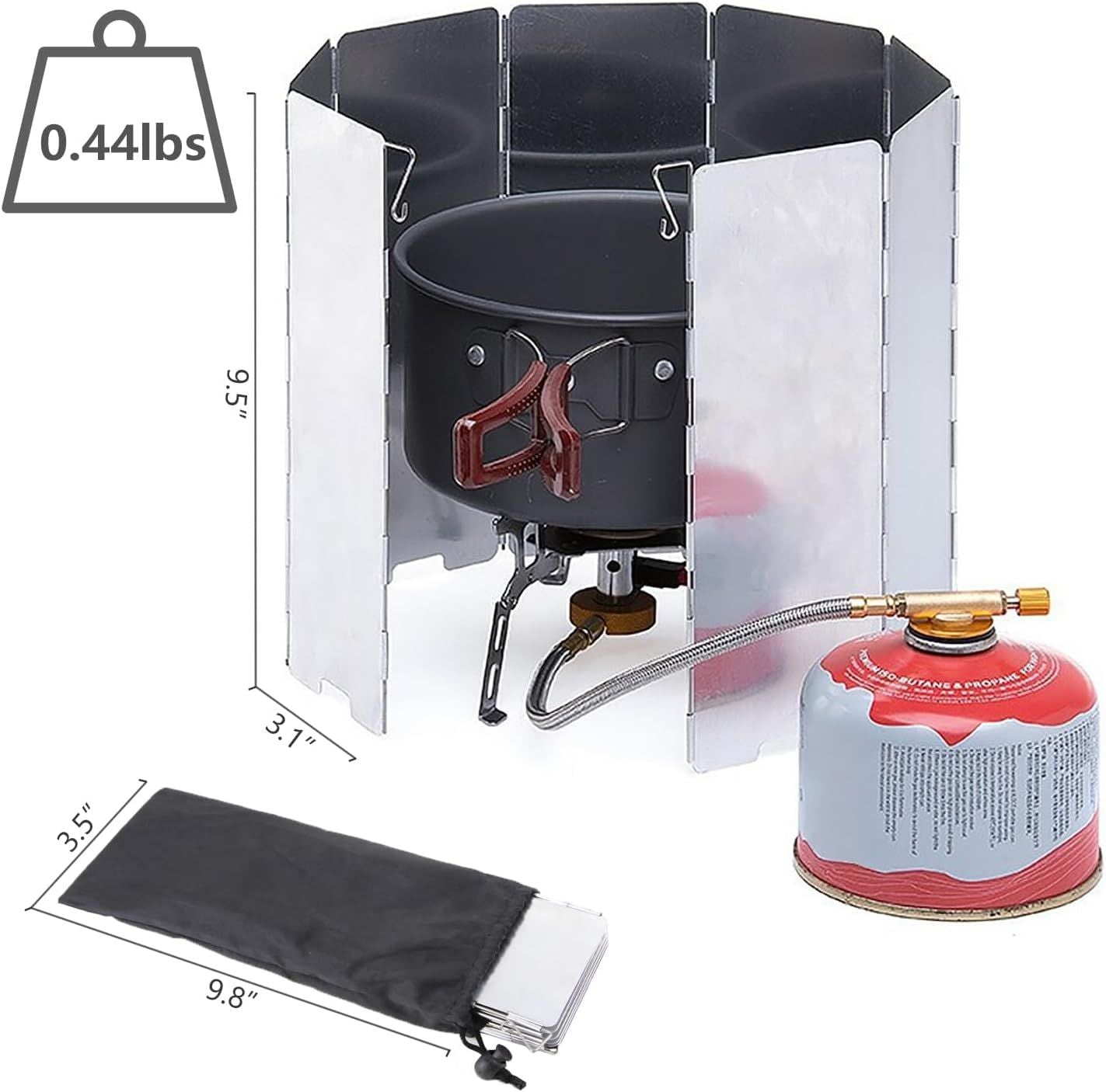 Outdoor Stove Windscreen Ultra light Aluminum foldable Camping Stove Windshield with Carrying bag for Butane Stoves Picnic 8 Plates