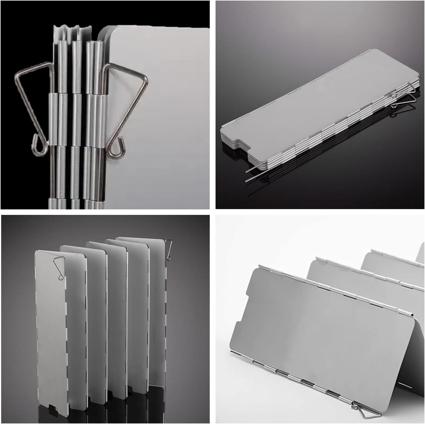 Outdoor Stove Windscreen Ultra light Aluminum foldable Camping Stove Windshield with Carrying bag for Butane Stoves Picnic 8 Plates