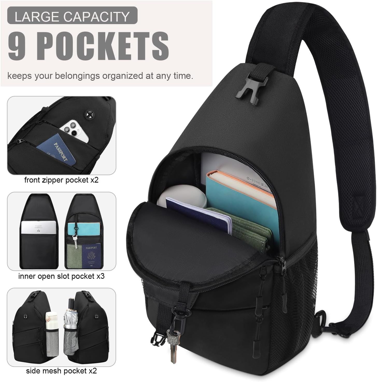 Crossbody Bags for Women Men Trendy Sling Bag Backpack Casual Chest Bag with Convertible Shoulder Strap