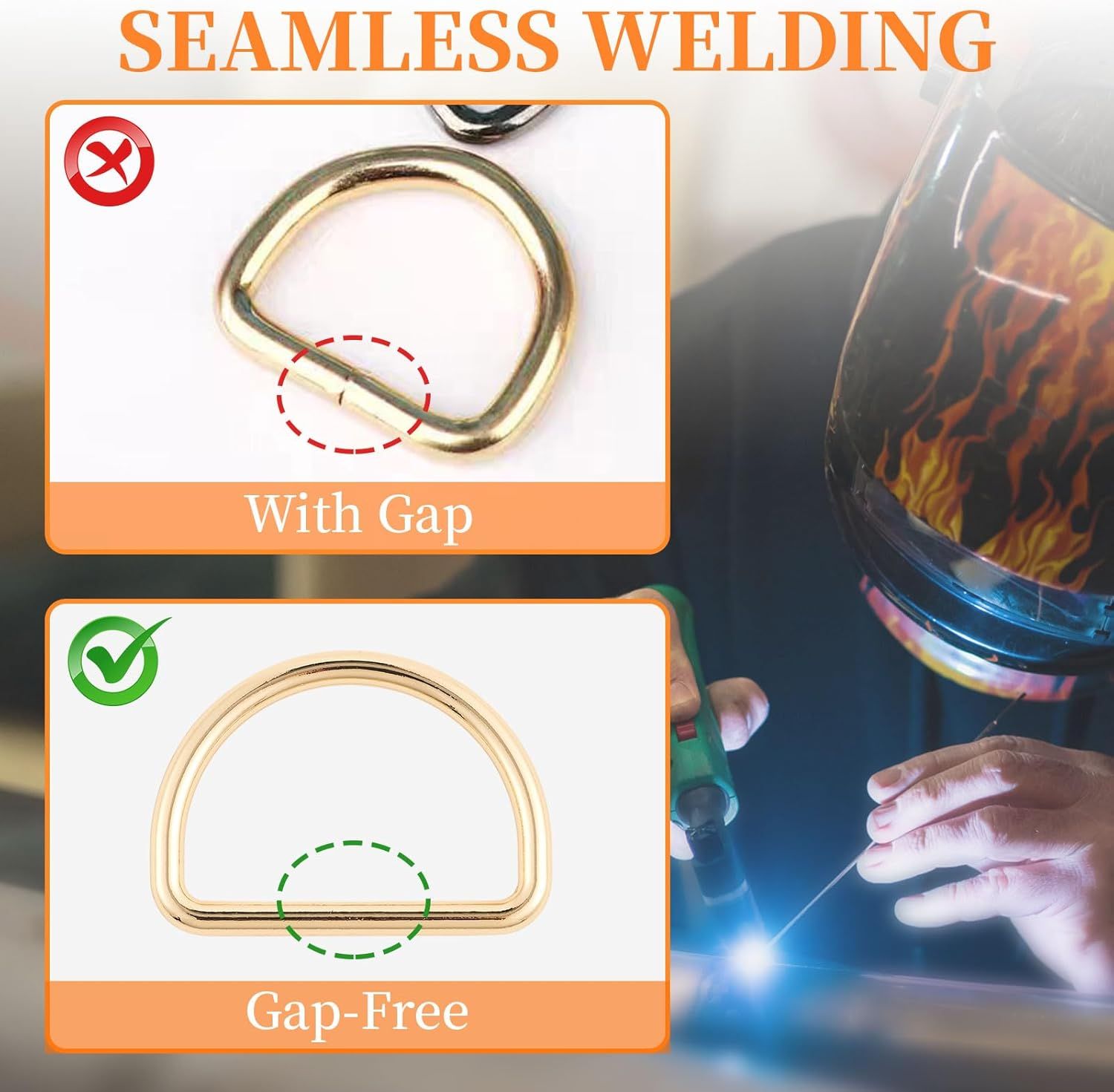 Metal D Ring,Heavy Duty Welded Solid D Rings for sewing,Purse Making Supplies,Backpacks,Webbing Straps