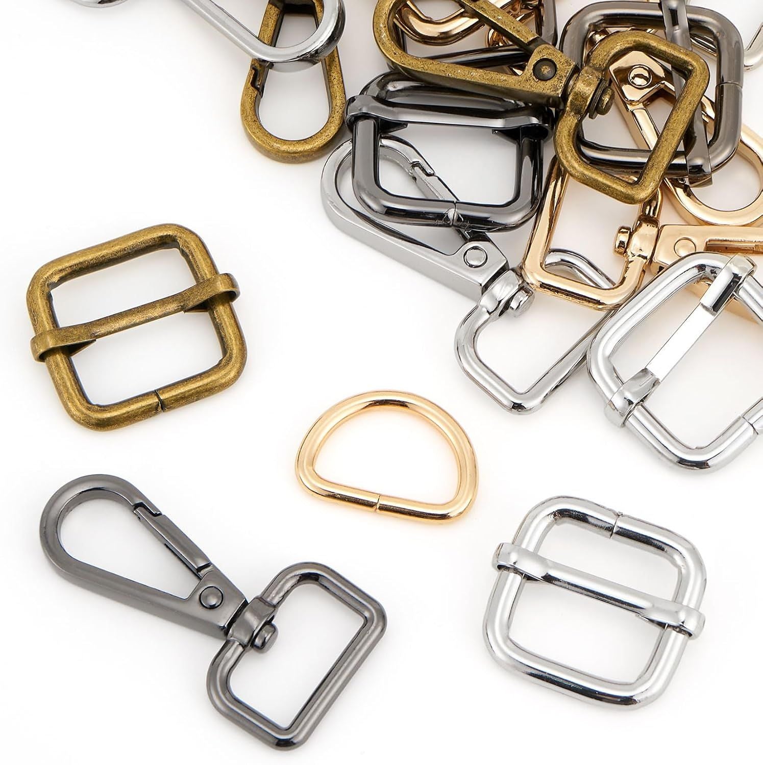 Purse Hardware Heavy Duty Swivel Snap Hooks D Rings and Slide Buckles for Bag Making Handbag Craft