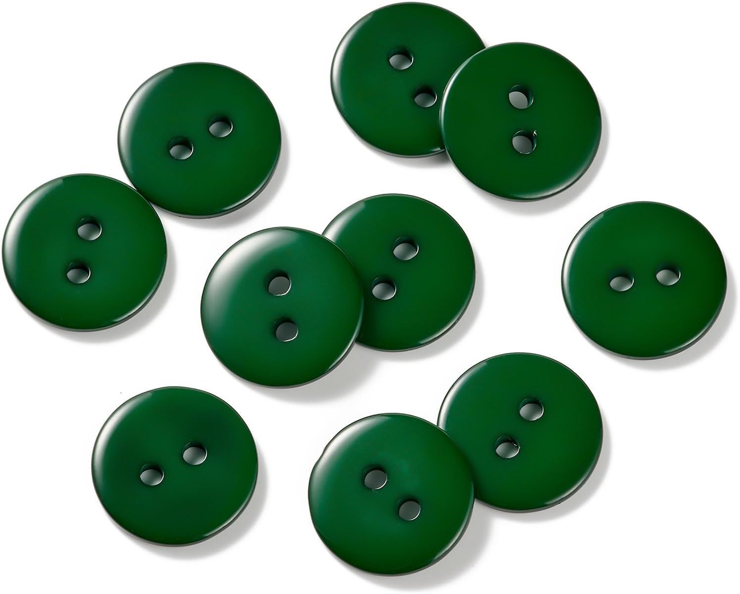 10pcs 15mm Resin Sewing Button,2 Holes Round Craft Decorative Buttons for Coat,Clothes Holiday Decoration DIY Accessories Dark Green 5/8inch