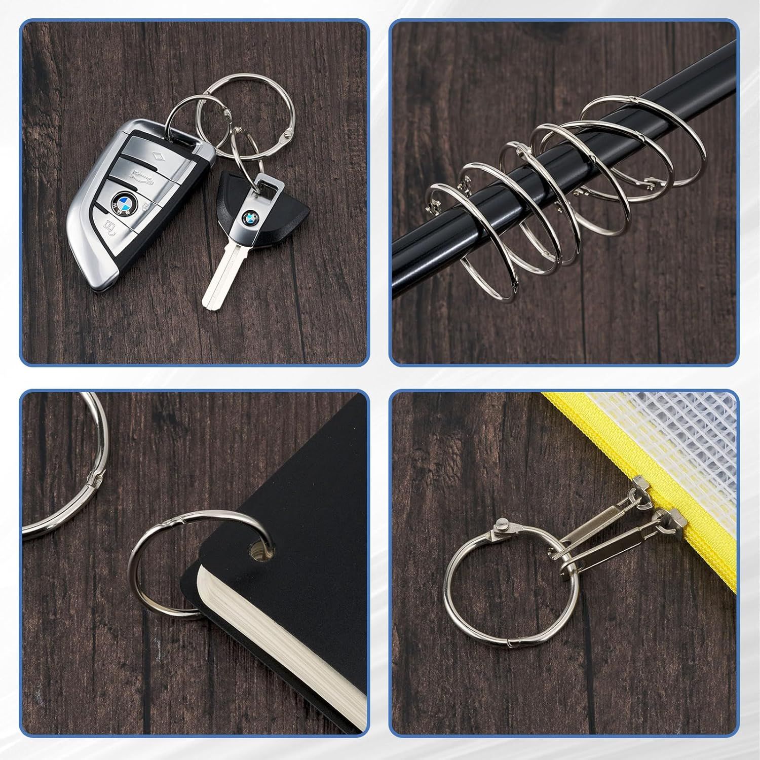 Loose Leaf Binder Rings 1Inch 12 Pack Office Metal Book Ring,Nickel Plated Steel Key Rings for School Home or Office,Sliver