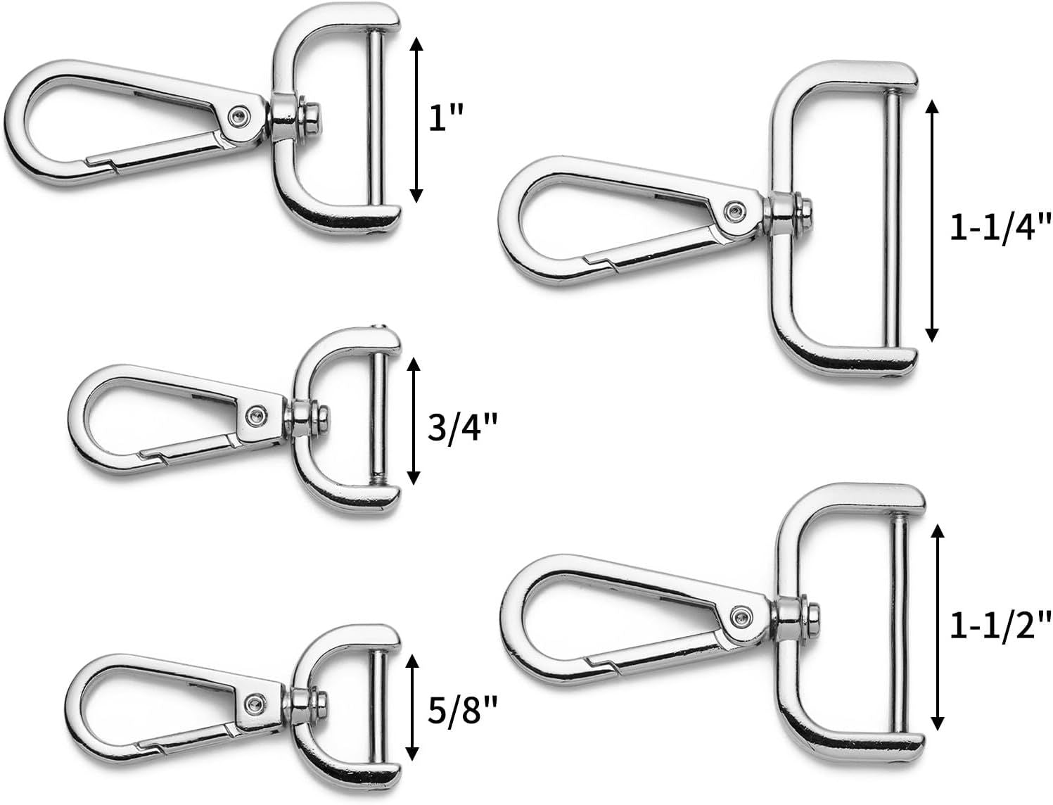 4pcs Detachable Snap Hook Swivel Clasp with Screw Bag Leather Strap Hardware Replacement,Silver5/8