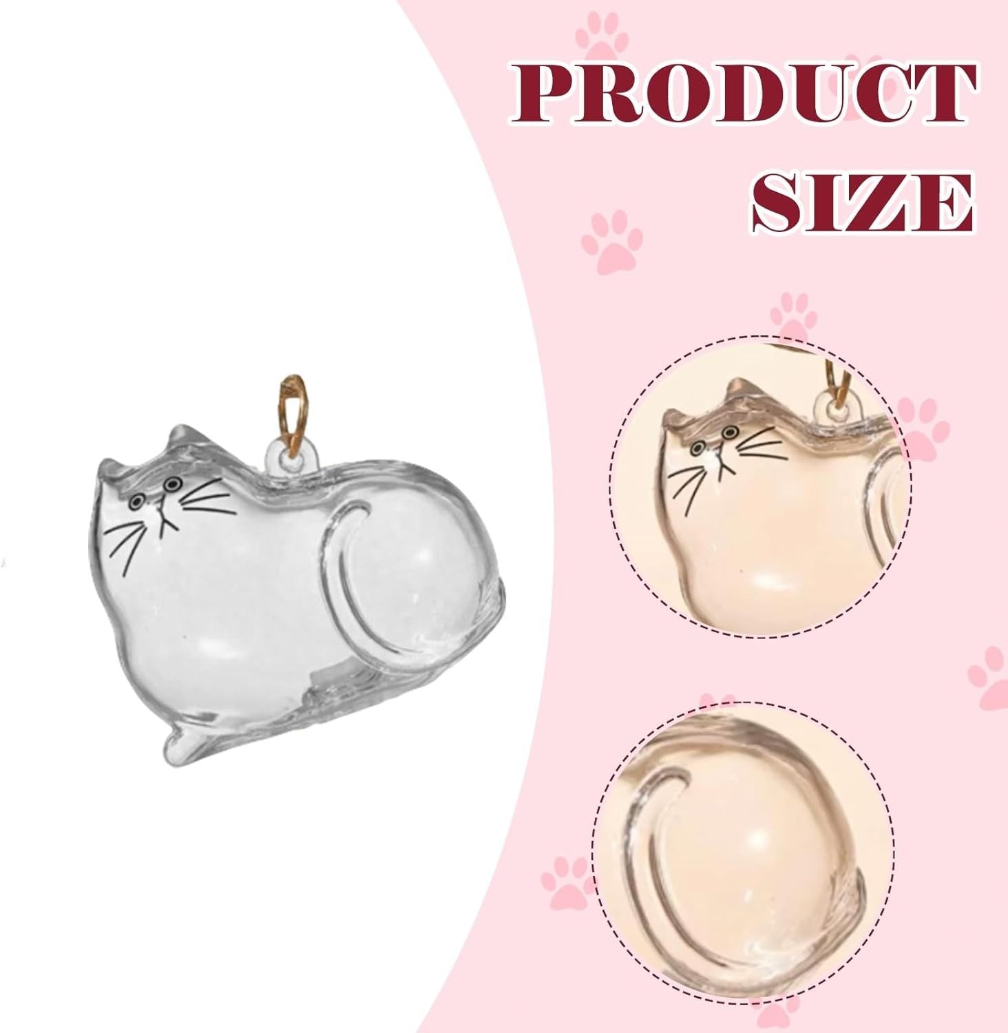 Cat Pet Keepsake Funeral Supplies: DIY Pet Fur Memory Capsule, Memorial Keychain for Cats, Transparent Transparent Material Pets Fur Keepsake, Self-Fill cat Memorial Gift for Pets Lovers No.2