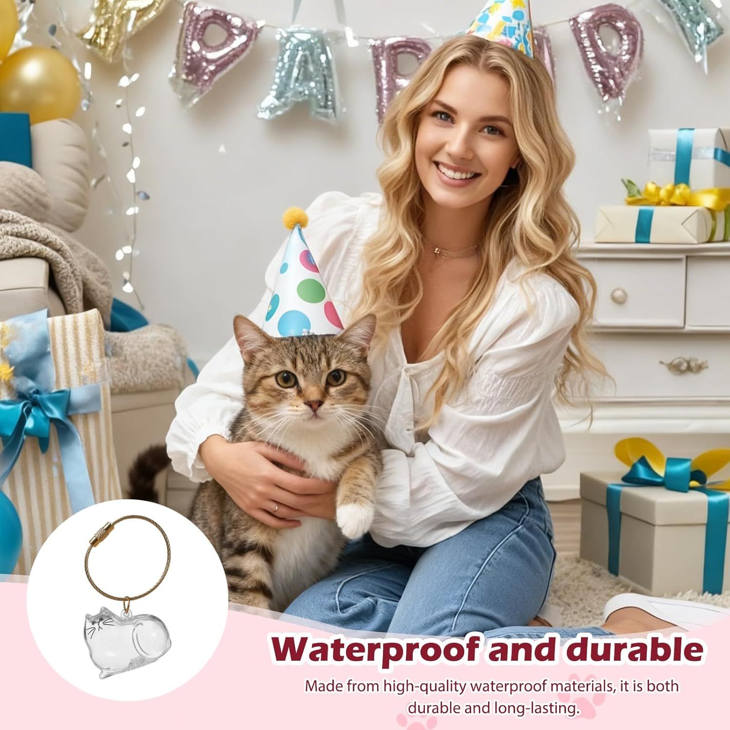 Cat Pet Keepsake Funeral Supplies: DIY Pet Fur Memory Capsule, Memorial Keychain for Cats, Transparent Transparent Material Pets Fur Keepsake, Self-Fill cat Memorial Gift for Pets Lovers No.2