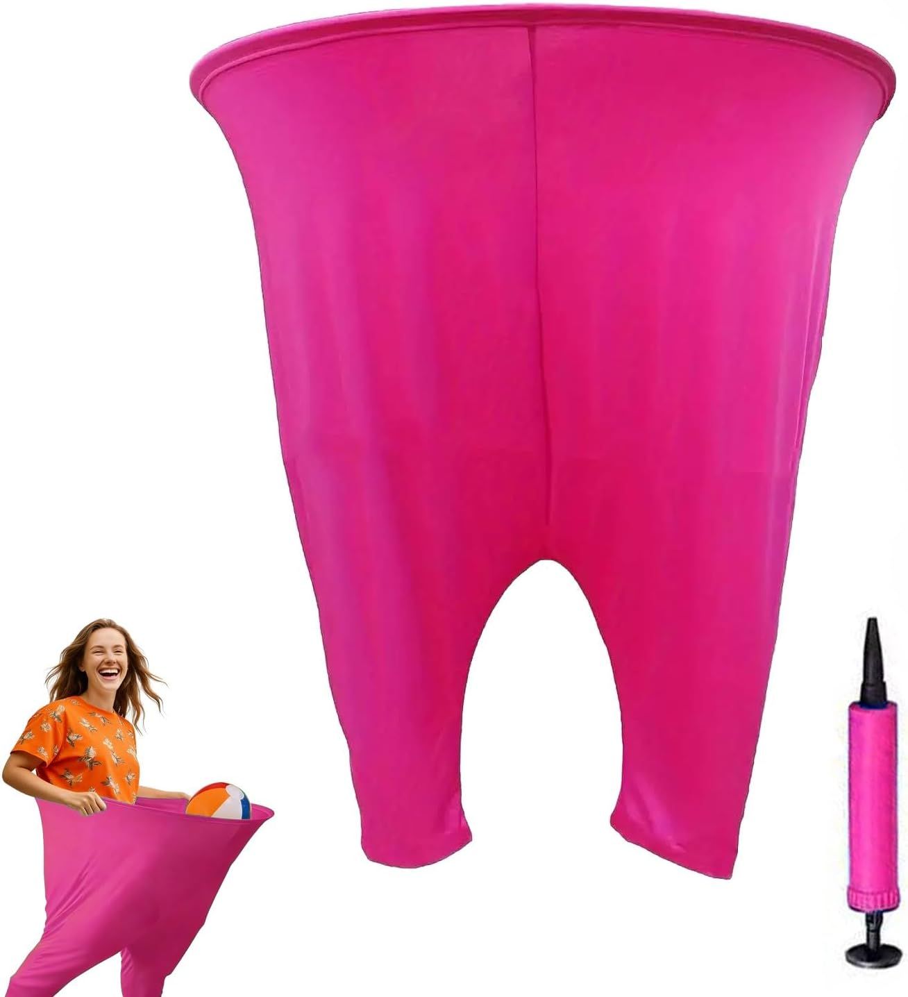 Granny Pants Yard Game Set Giant Outdoor Party Activity for Kids and Adults, Big Pants Ball Catching Set with 4 Balloons and Pump, Funny Lawn Activity, Ring Toss Games Deep Pink