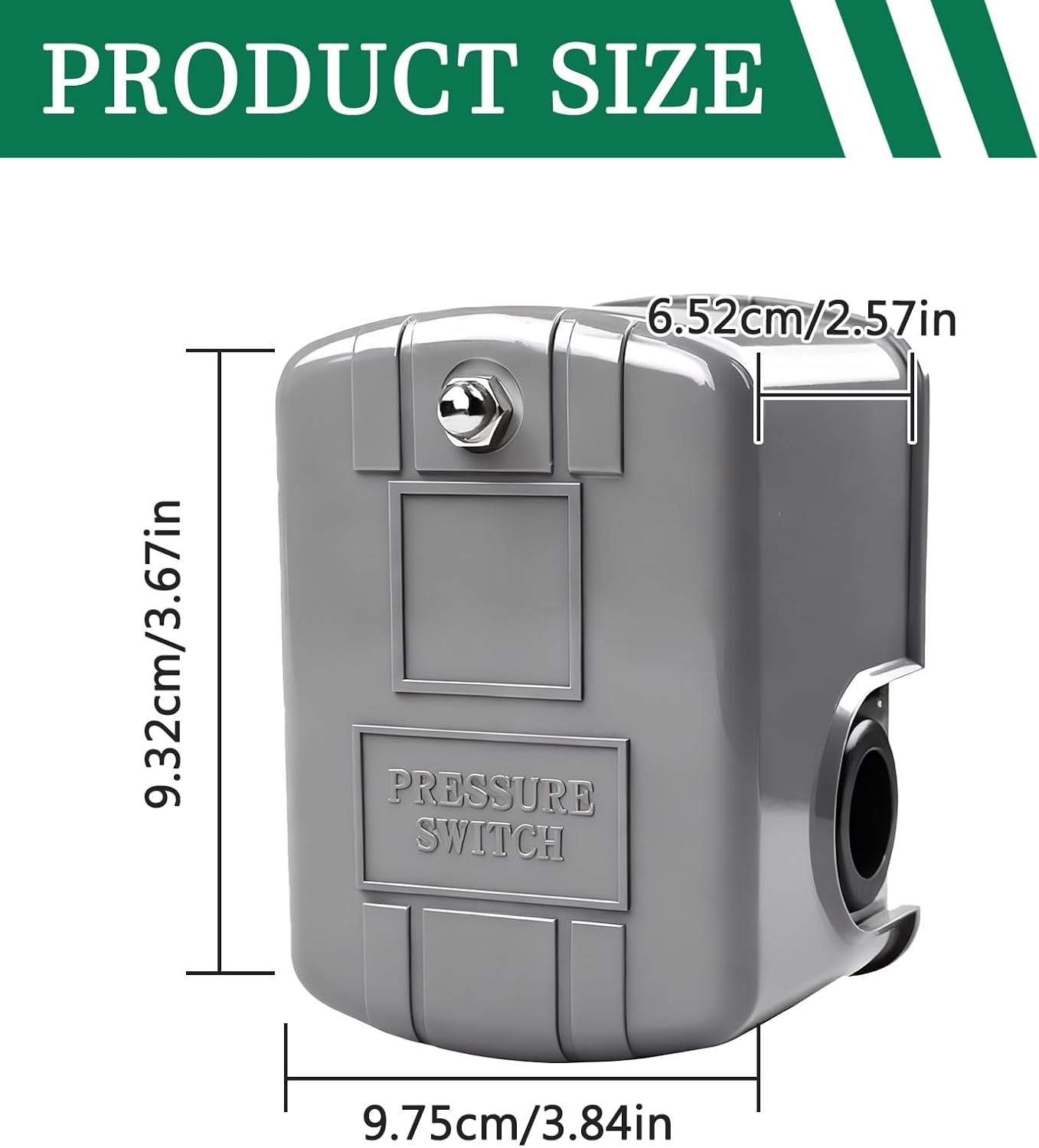Automatic Water Pump Pressure Switch 40–60 PSI, Adjustable Differential, 1/4" NPT Connection, Durable Grey Housing for Well Pumps, Jet Pumps & Submersible Systems