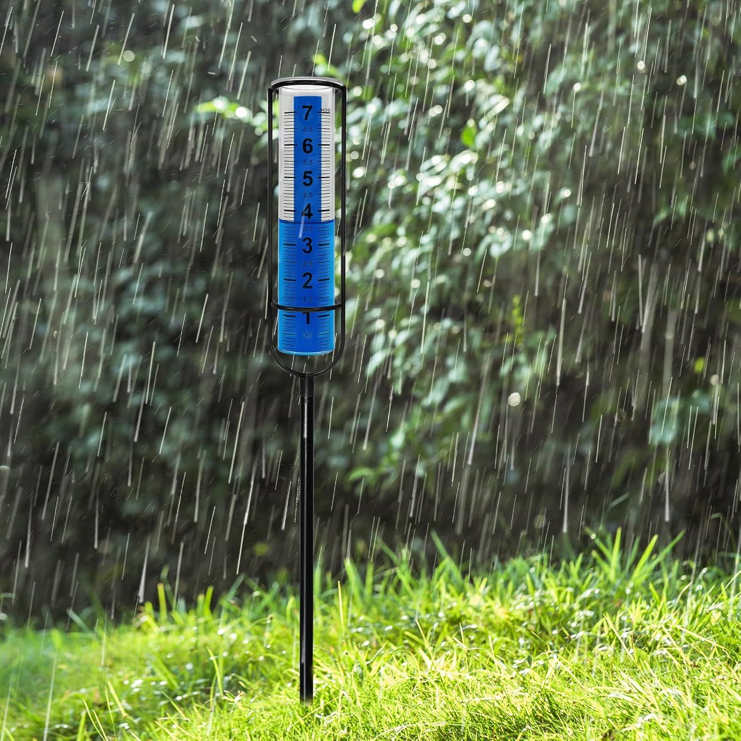 Rain Gauge Outdoor for Yard, Heavy Duty Rain Guage Gage Freeze Proof Best Rated, Large Plastic Water Gauge with Floating Duck and Ball, Playful & Accurate