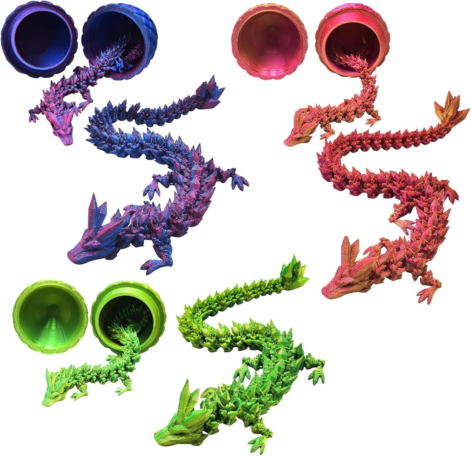 3 PCS MINI 3D Printed Dragon in Egg,Full Articulated Crystal Dragon,Flexible Joints Home Decor Executive Desk Toys, Creative Gifts