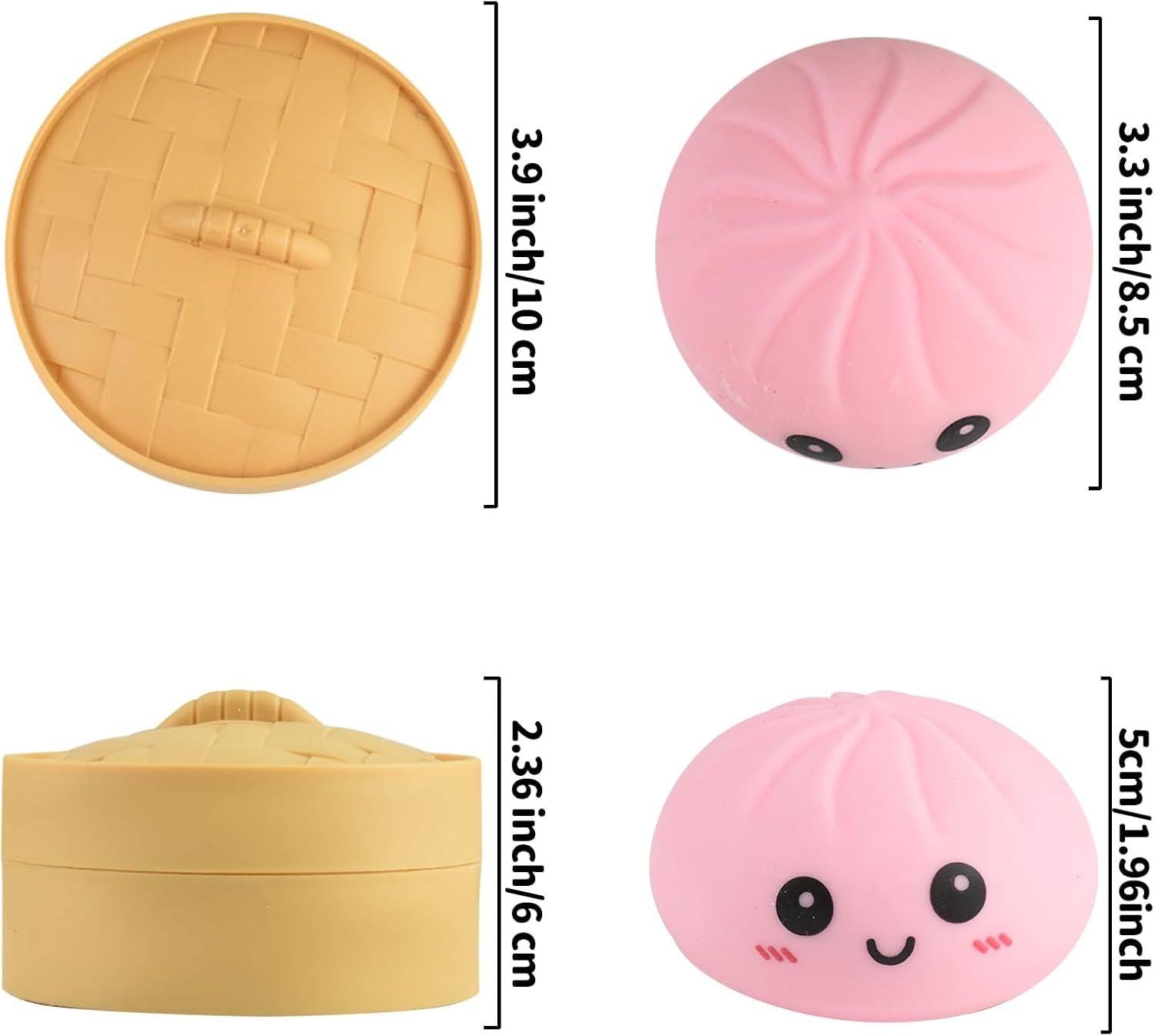 Giant Glitter Smiling face Colorful Dumpling Stress Balls Fidget Sensory Toy,Squeeze Dough Ball Stress Relief Hand Toy,Bun with Food Steamer Stretchy Desk Toys Green