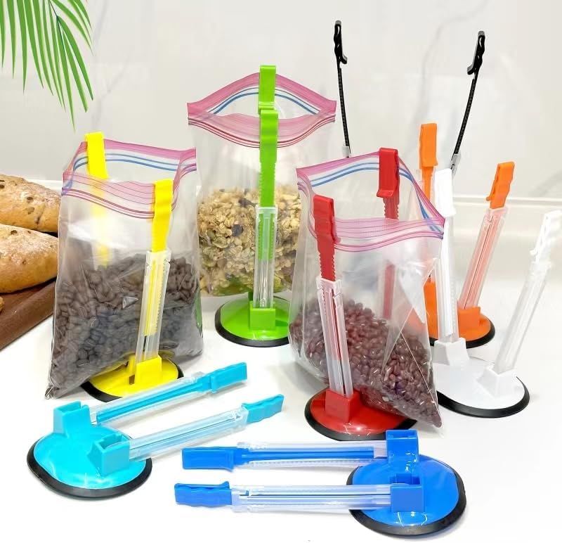 Baggy Rack - 8 colors ,Food Storage Bags Clip, For Food Prep Bag/Plastic Freezer Bag/Ziploc Bag Holder Stand,Meal Planning/prep Bag Holders.