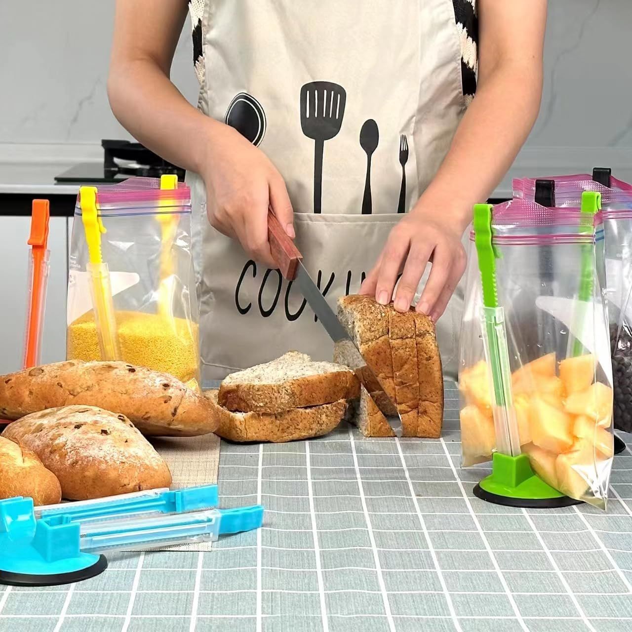 Baggy Rack - 8 colors ,Food Storage Bags Clip, For Food Prep Bag/Plastic Freezer Bag/Ziploc Bag Holder Stand,Meal Planning/prep Bag Holders.