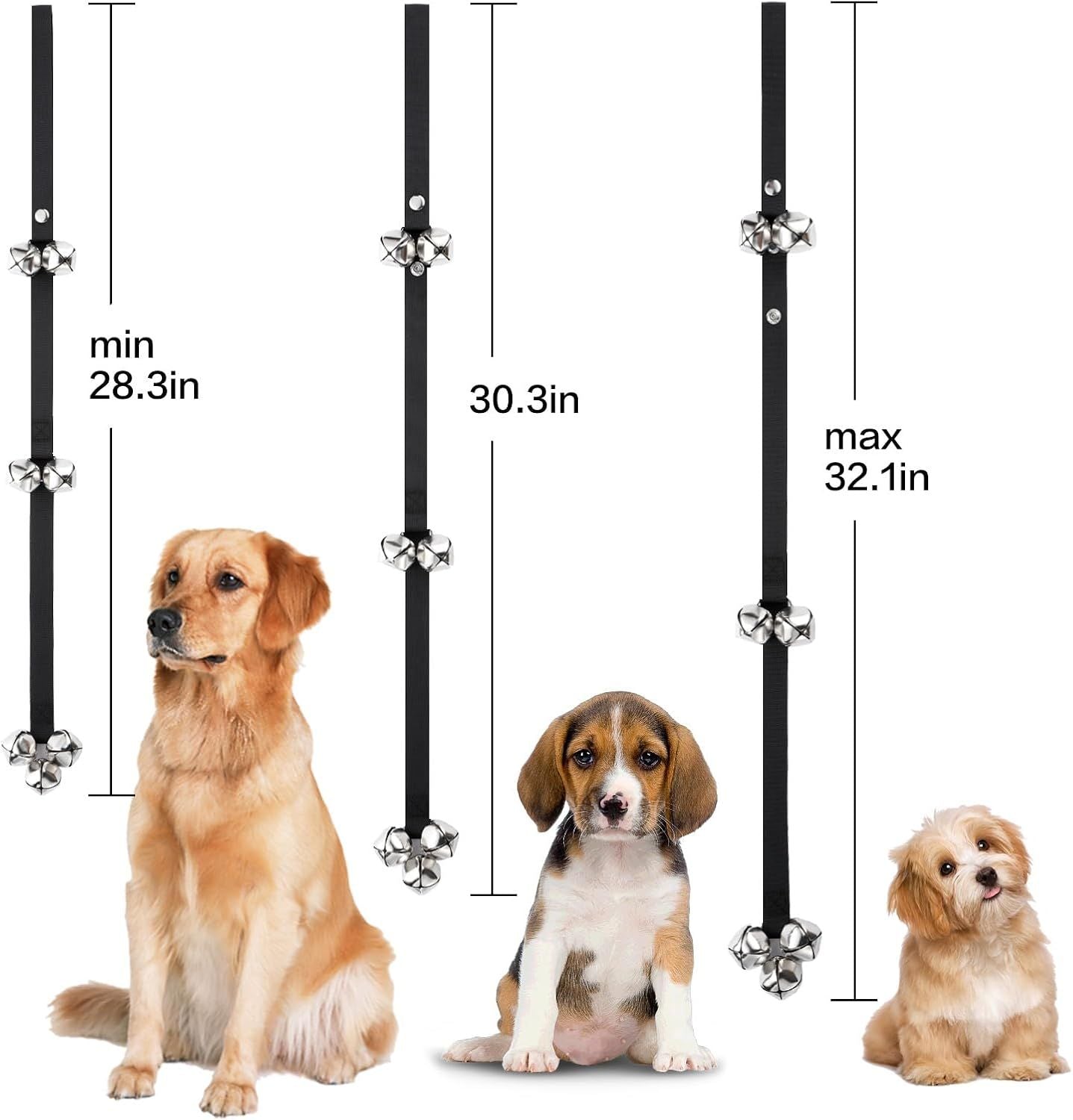 2 Pack Dog Doorbells, Dog Training Bells for Go Outside Potty Training Bell Communication Device, Adjustable Strap Door Bell, Dog Bells Puppy Training Bell with Free Whistle