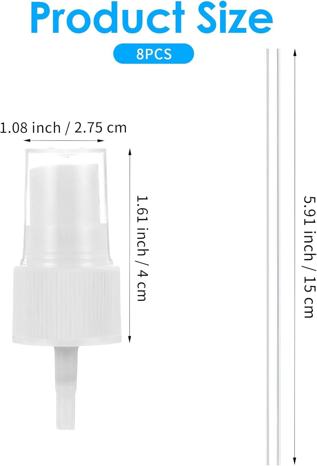 8 Pcs Spray Cap for Glycolic Acid, Spray Tops for Toner Bottles White