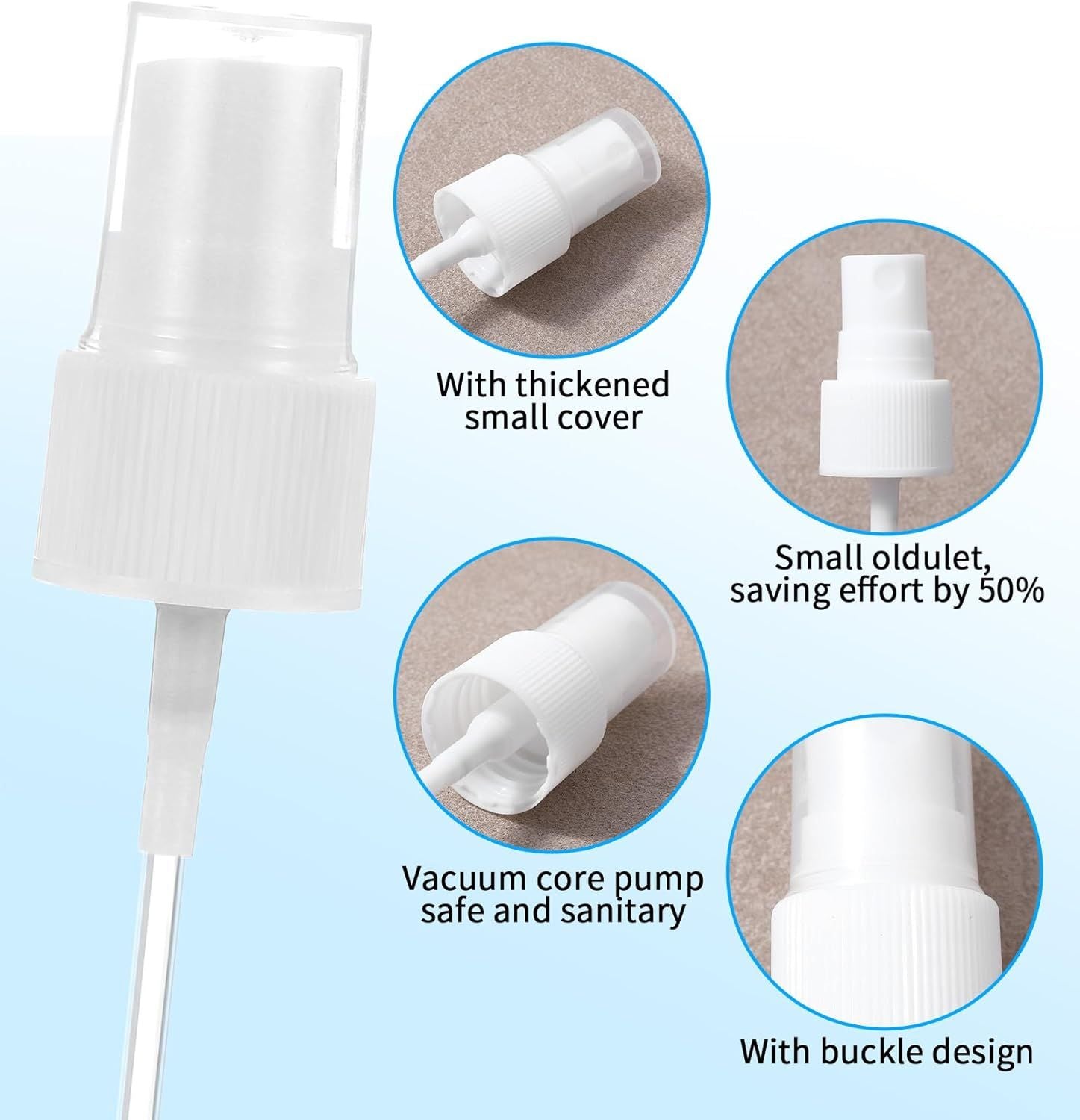 8 Pcs Spray Cap for Glycolic Acid, Spray Tops for Toner Bottles White