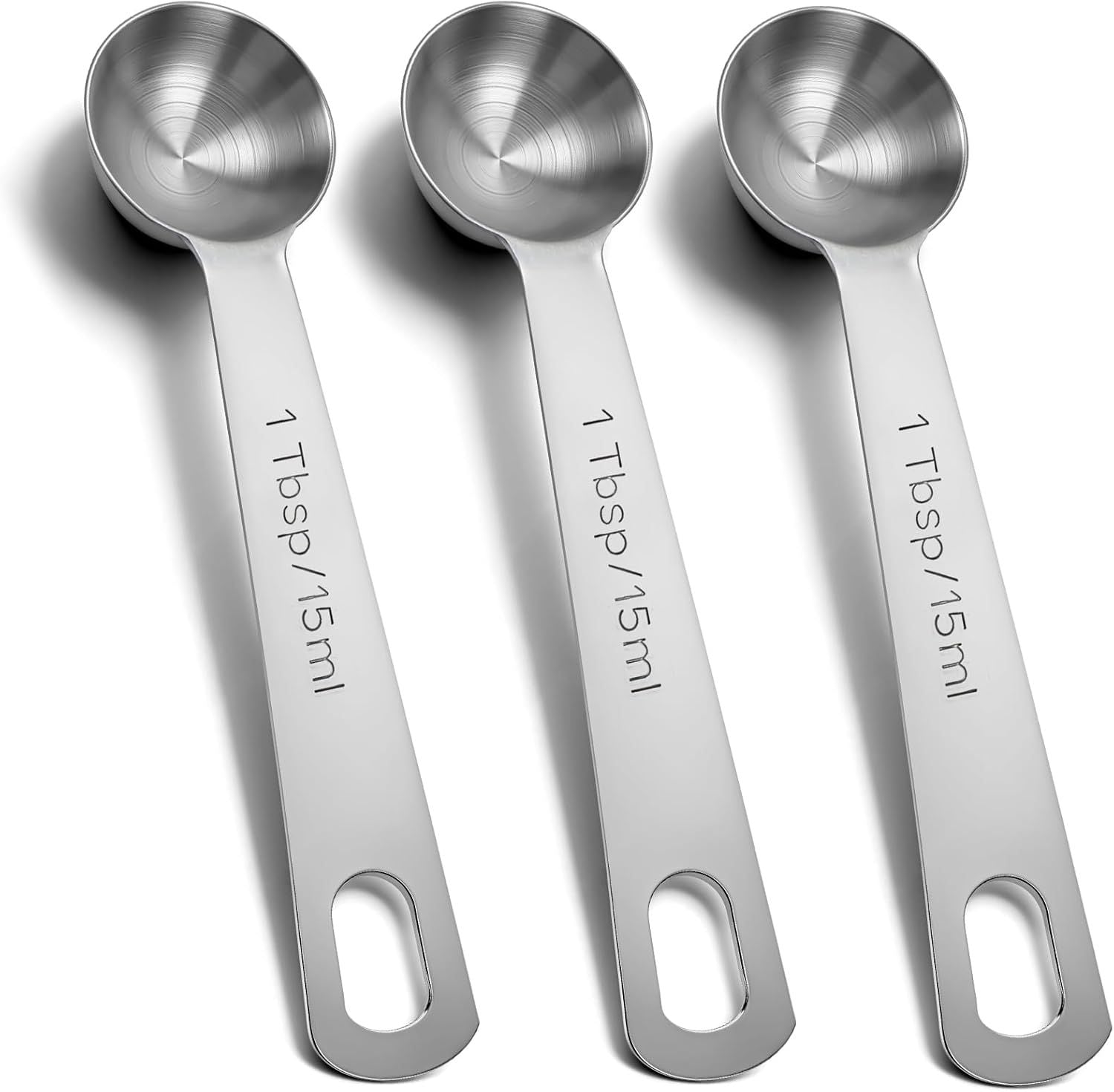 1 Tablespoon Measuring Spoon, 3PCS Stainless Steel Single Measuring Spoon, 3 Tsp/1 Tbsp Marked, Durable Rust Resistant Metal for Cooking Baking Coffee Sugar Silver, 15 Ml