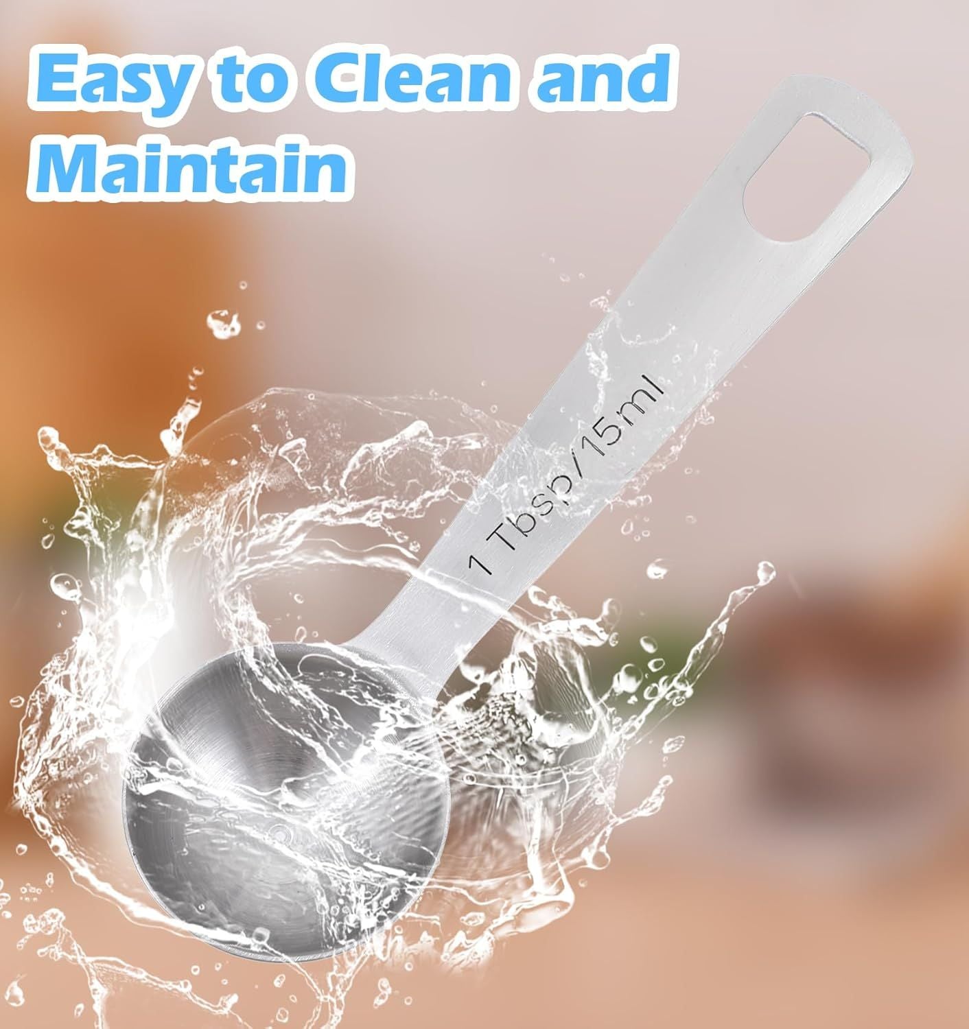 1 Tablespoon Measuring Spoon, 3PCS Stainless Steel Single Measuring Spoon, 3 Tsp/1 Tbsp Marked, Durable Rust Resistant Metal for Cooking Baking Coffee Sugar Silver, 15 Ml