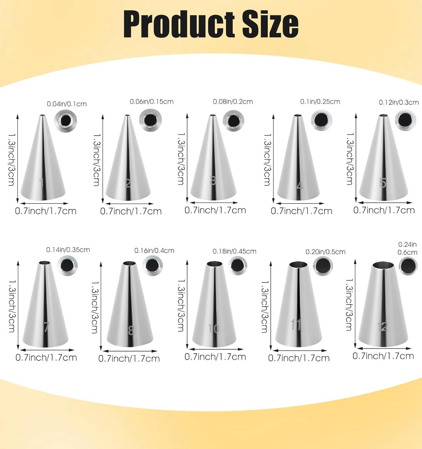 10 Pcs Round Piping Tips, Frosting Tips for Decorating Ideal for Frosting Cupcakes, Cakes, and Cookies Ten models