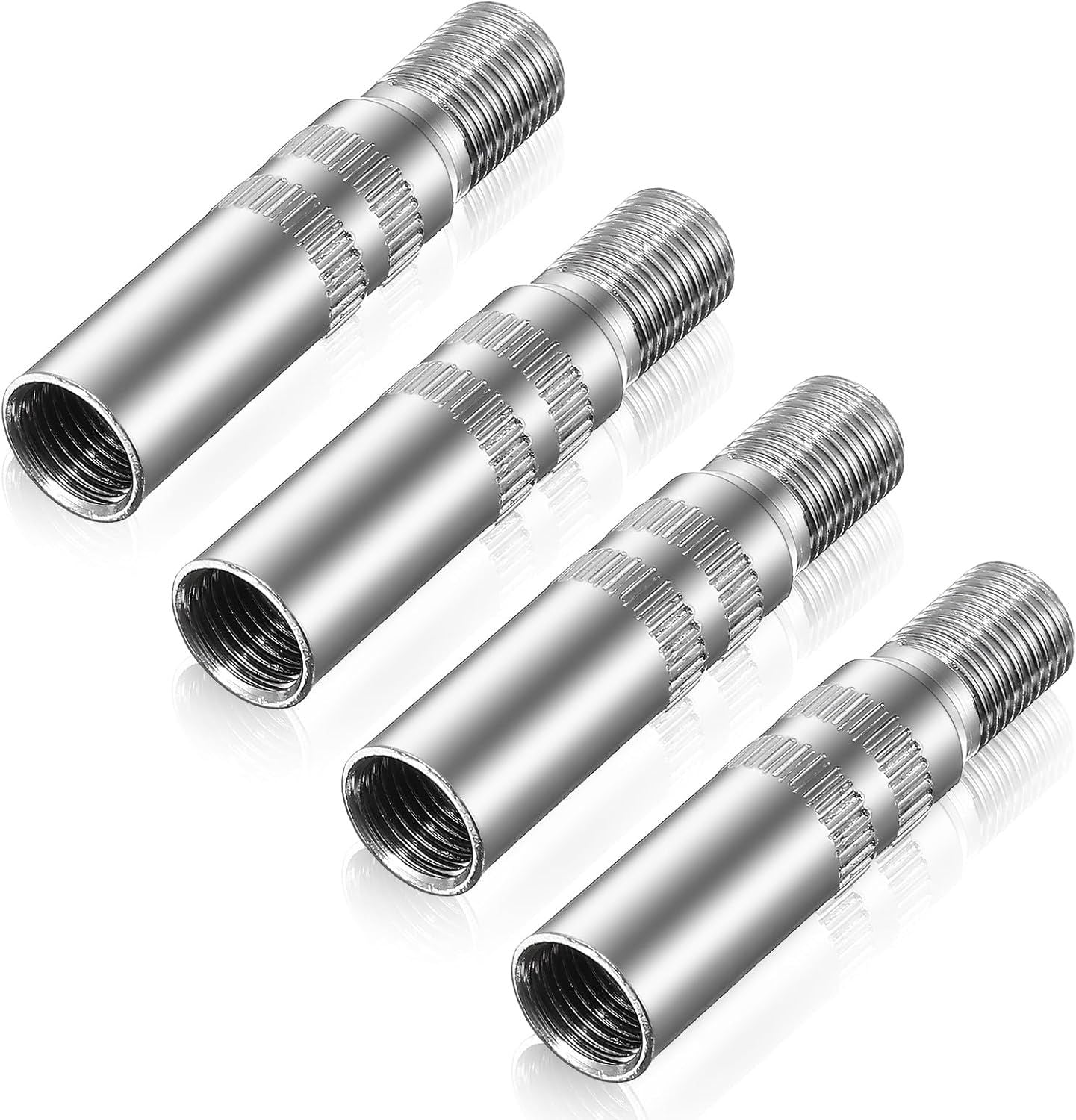 4Pcs Tire Valve Extender, Tire Valve Extension Adapter 39mm for Car & Motorcycle, Silver Heavy Duty, Leak Proof Design