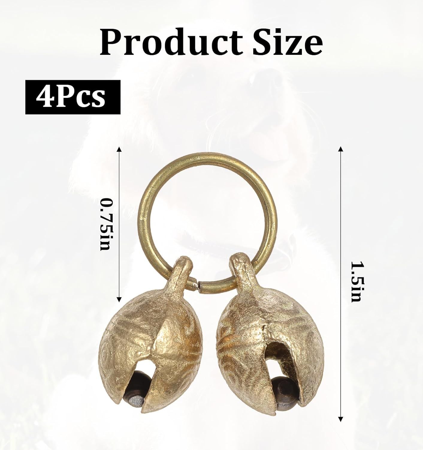 4Pcs Extra Loud Bell for Cat Dog Collar, Extra Loud Jingle Pet Bell for Cat Dog Tracking Bells to Go Outside Tracking Perfect for Safety & Identification, Copper 1.5 Inch