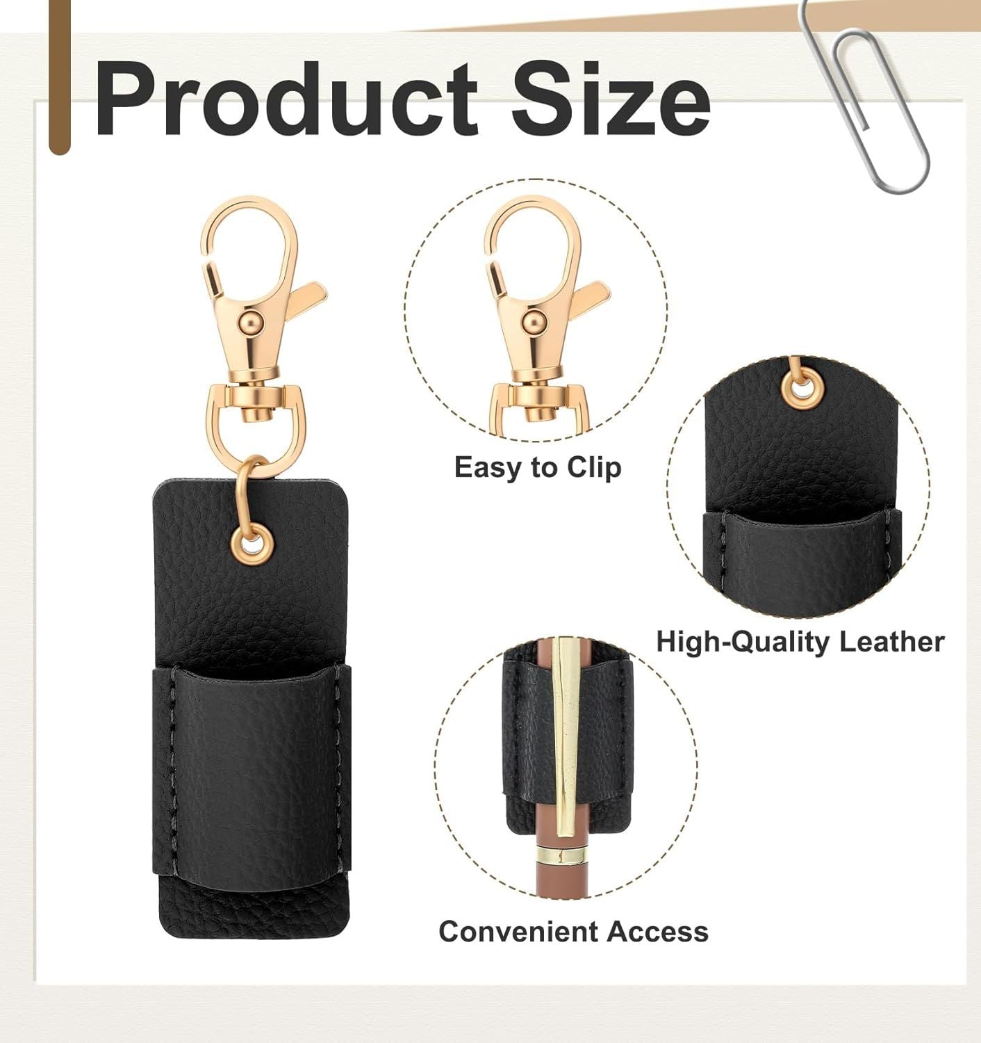Lanyard Pen Holder, 4 Pcs Anti-lost Leather Badge Pen Holder for Lanyard & Badge Reel Multi-colored