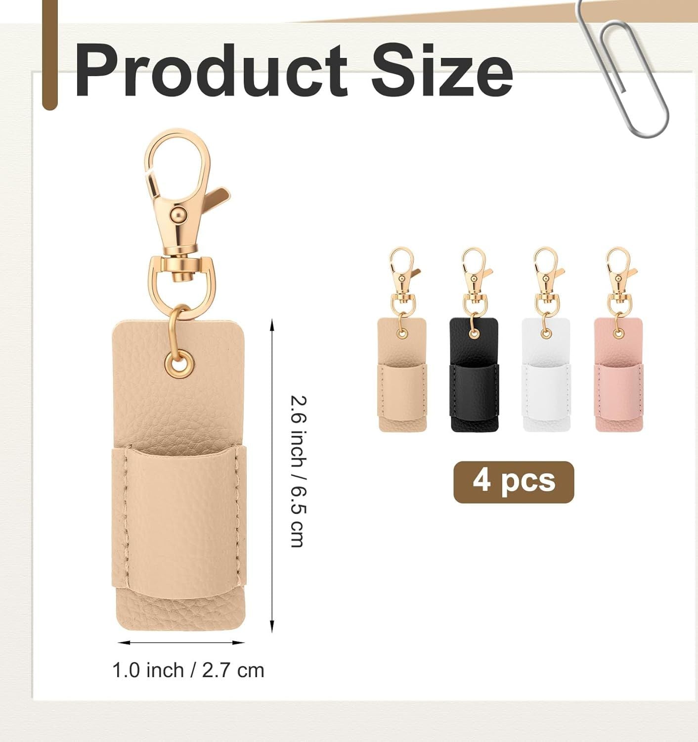 Lanyard Pen Holder, 4 Pcs Anti-lost Leather Badge Pen Holder for Lanyard & Badge Reel Multi-colored
