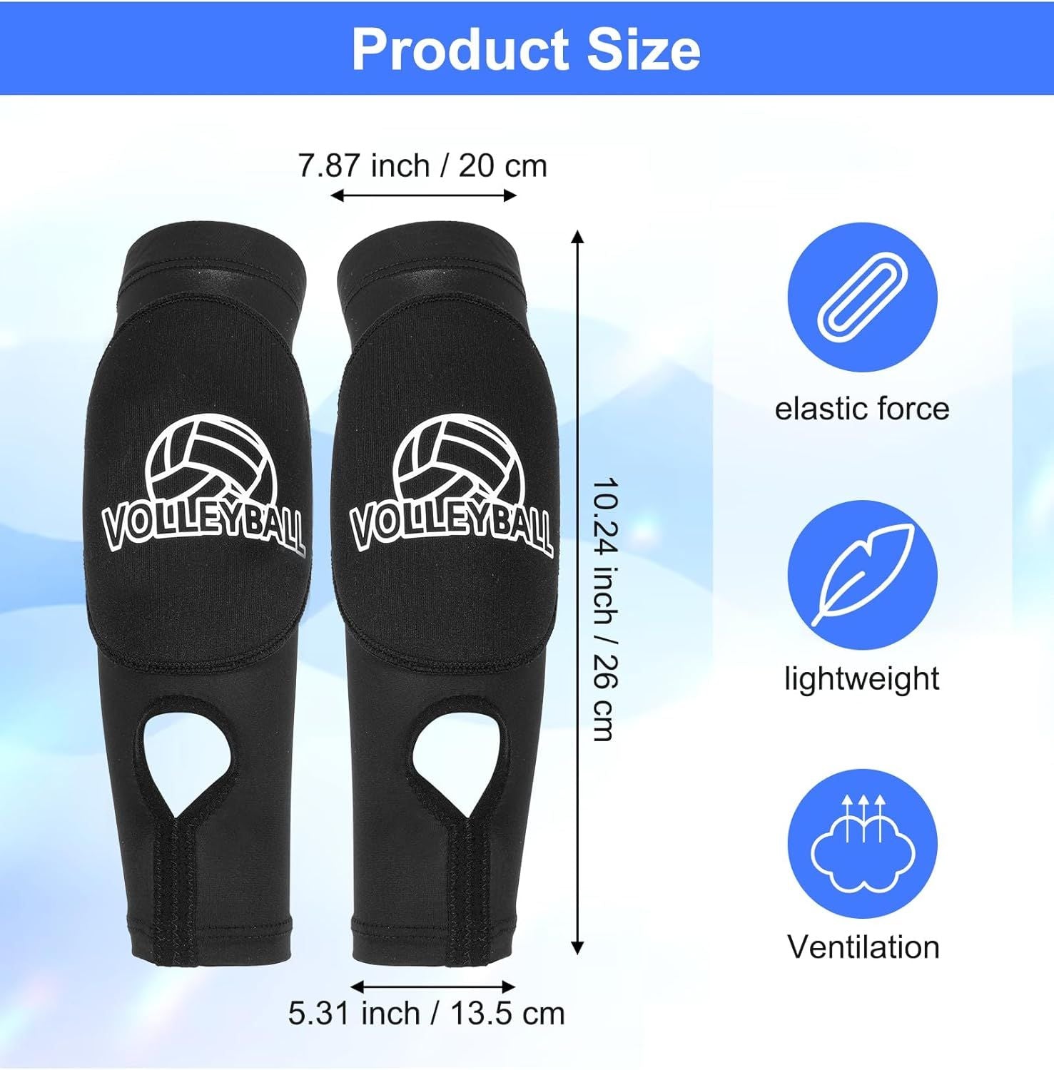 Arm Sleeves for Volleyball, 10.2" Girls Volleyball Arm Sleeves with Soft Foam Arms Pads & Thumb Hole for Kids Youth Girls Black, 1 Pair