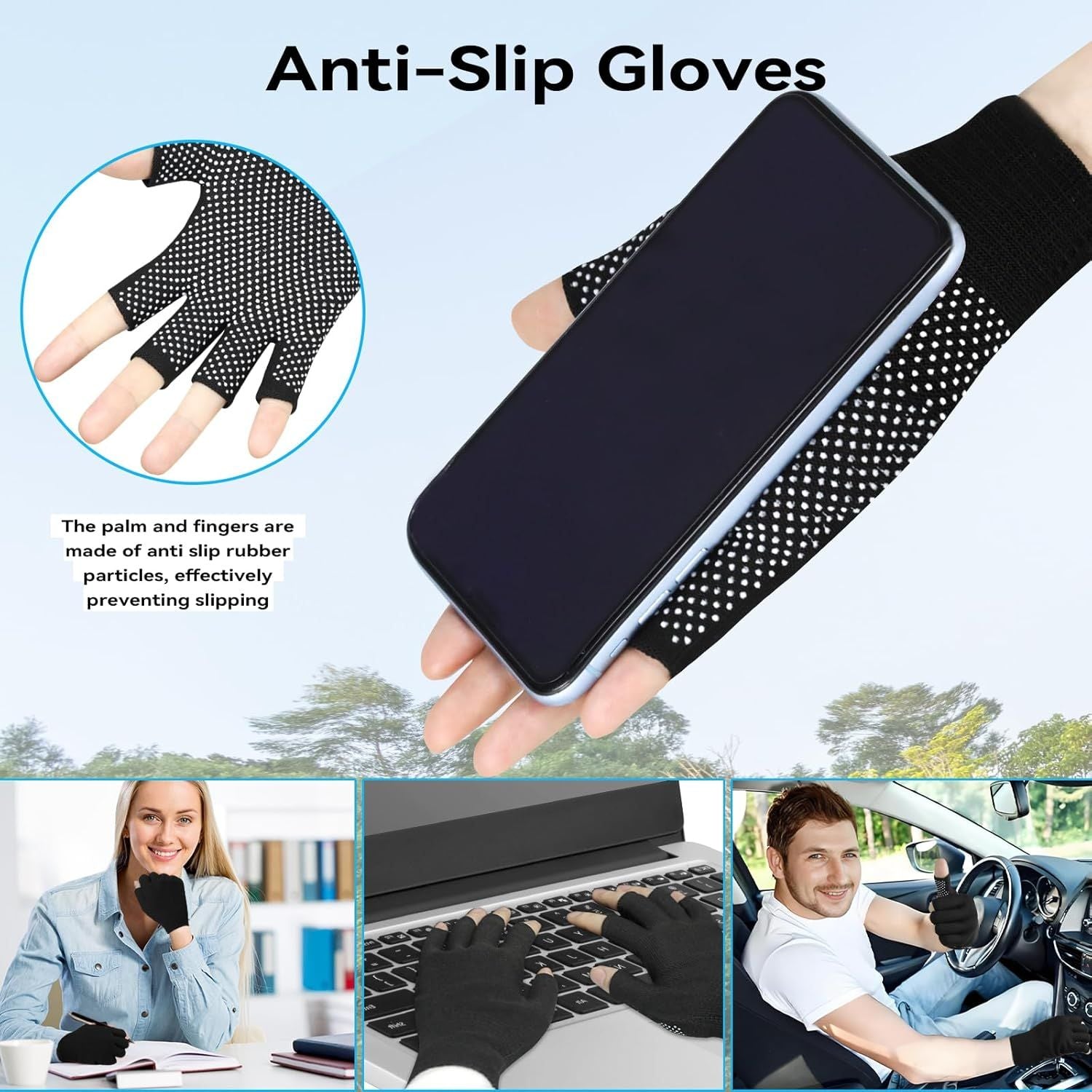 Summer Touchscreen Gloves for Women and Men, Anti-Slip Light Weight Half-Finger Gloves for Hiking, Warm Glove Cycling Driving, Cold Weather, Running, Outdoor Sports, Daily Work