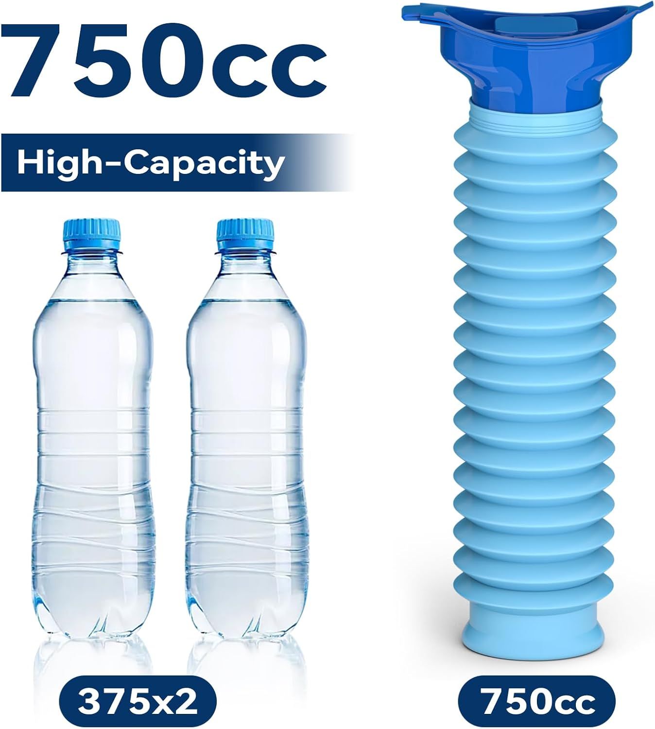 Pee Bottles for Men, Adjustable Emergency Urinal 750ml, Car Pee Bottle for Men and Women, Portable Toilet for Car, Shrinkable Personal Mobile Toilet,Urine Bottle, Travelling, Traffic Jams & Hiking