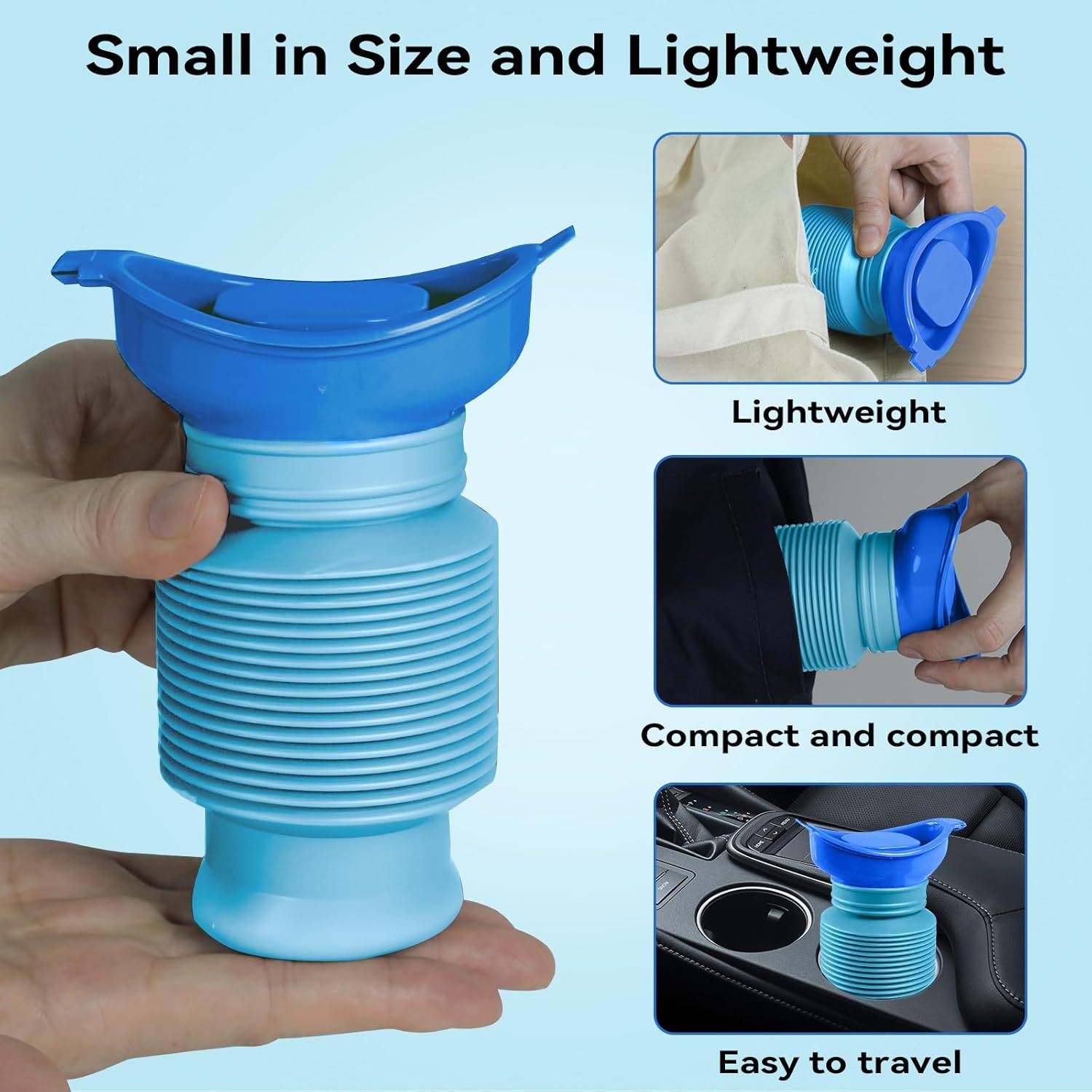 Pee Bottles for Men, Adjustable Emergency Urinal 750ml, Car Pee Bottle for Men and Women, Portable Toilet for Car, Shrinkable Personal Mobile Toilet,Urine Bottle, Travelling, Traffic Jams & Hiking