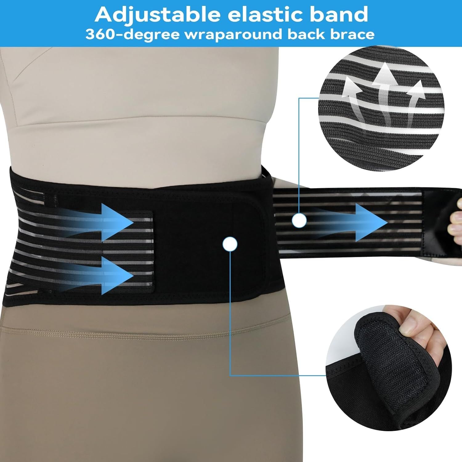 Back Support with Magnet, Tourmaline Magnetic Back Braces for Lower Back Pain Relief, Self Heating & Soothing Waist Band, Lumbar Support Belt for Herniated Disc/Sciatica Medium
