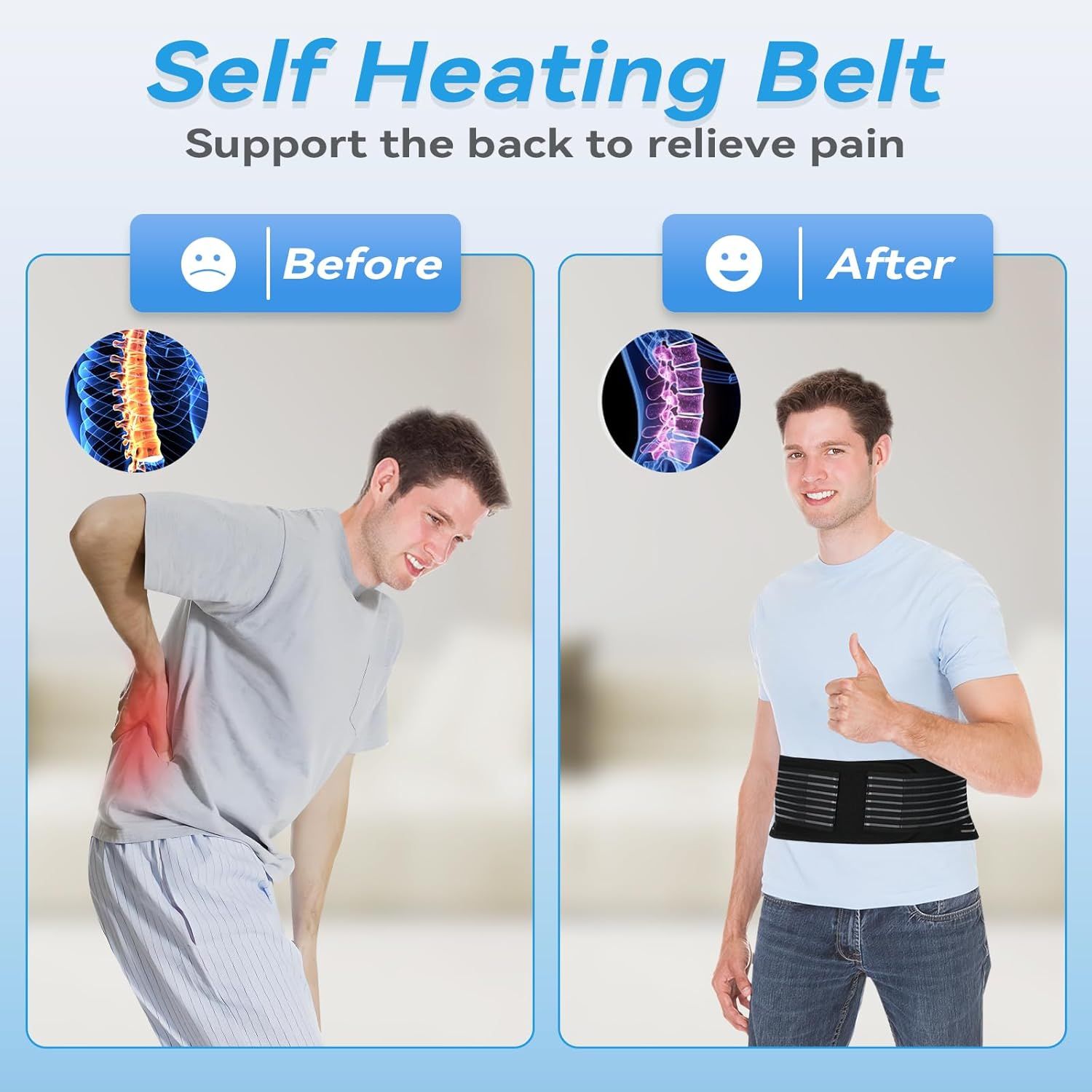 Back Support with Magnet, Tourmaline Magnetic Back Braces for Lower Back Pain Relief, Self Heating & Soothing Waist Band, Lumbar Support Belt for Herniated Disc/Sciatica Medium