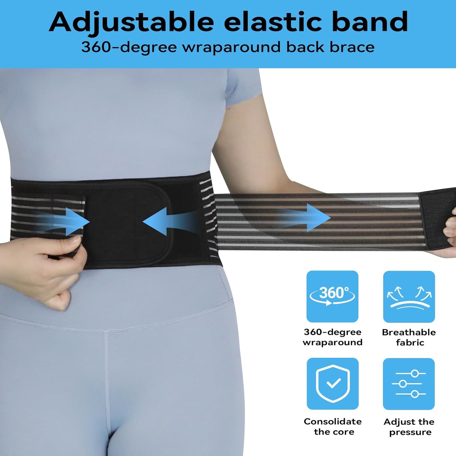 Back Support with Magnet, Tourmaline Magnetic Back Braces for Lower Back Pain Relief, Self Heating & Soothing Waist Band, Lumbar Support Belt for Herniated Disc/Sciatica Medium