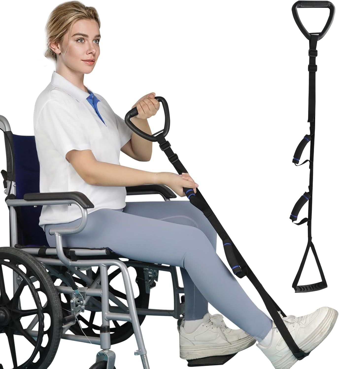Long Leg Lifter, Leg Lifter Strap Rigid with Large Foot Loop, Legs Strap Lift for Get in and Out of Bed,Car,Wheelchair for Disables and Elderly，Foot Straps，Legs Aid Lift aids 25.5in-56in
