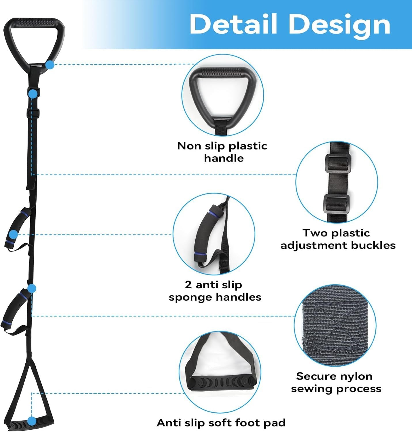 Long Leg Lifter, Leg Lifter Strap Rigid with Large Foot Loop, Legs Strap Lift for Get in and Out of Bed,Car,Wheelchair for Disables and Elderly，Foot Straps，Legs Aid Lift aids 25.5in-56in