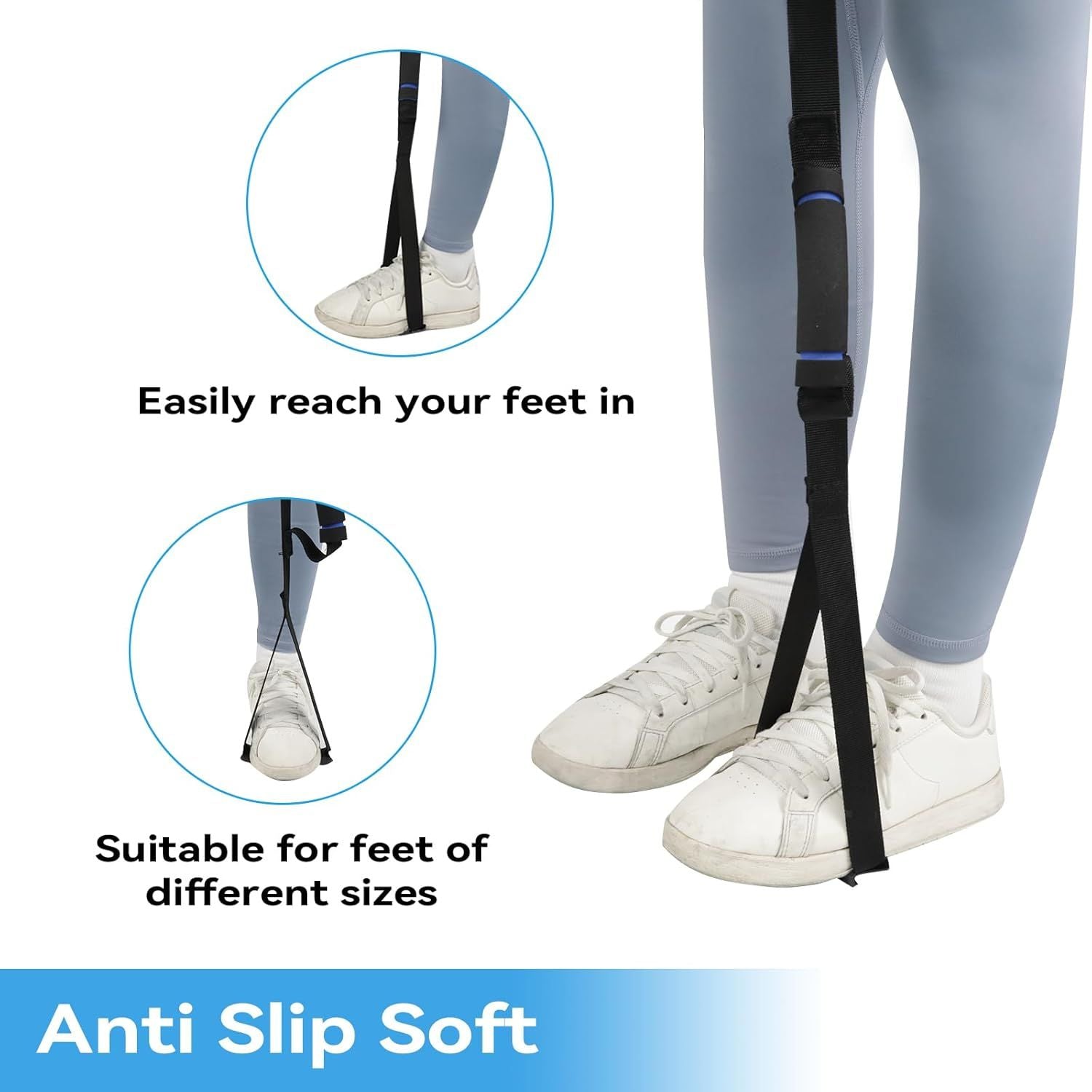 Long Leg Lifter, Leg Lifter Strap Rigid with Large Foot Loop, Legs Strap Lift for Get in and Out of Bed,Car,Wheelchair for Disables and Elderly，Foot Straps，Legs Aid Lift aids 25.5in-56in