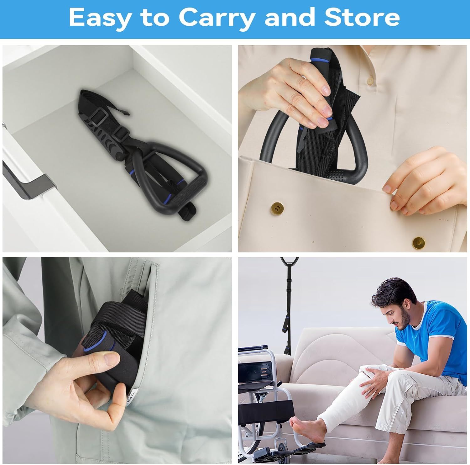 Long Leg Lifter, Leg Lifter Strap Rigid with Large Foot Loop, Legs Strap Lift for Get in and Out of Bed,Car,Wheelchair for Disables and Elderly，Foot Straps，Legs Aid Lift aids 25.5in-56in